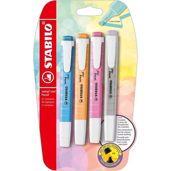 Textmarker swing cool Pastel sortiert VE=4 Stifte Blisterkarte
