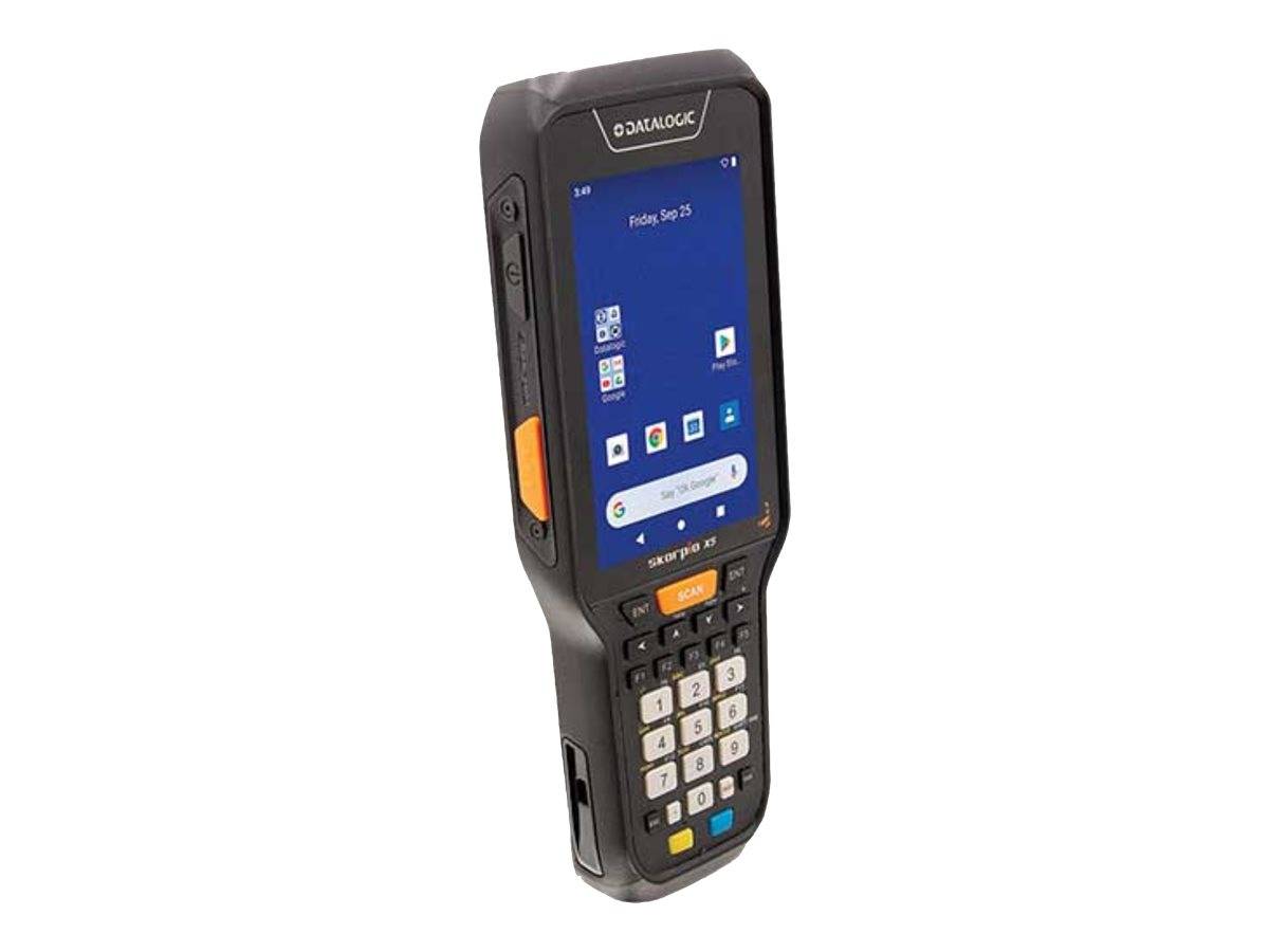 Tragbares robustes Android-Scanner-Terminal mit Tastatur und Touchscreen-Display auf weißem Hintergrund.