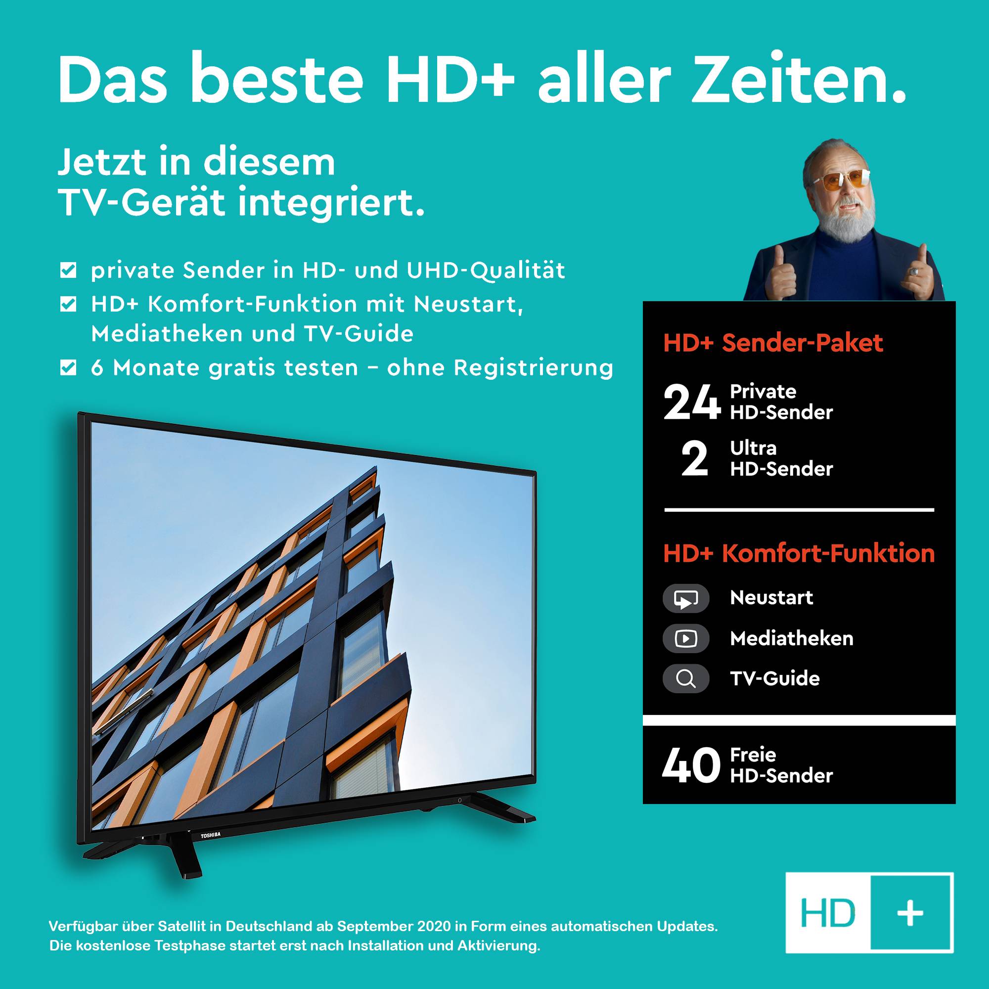 Toshiba 42L2163DAY 42 Zoll Fernseher / Smart TV (Full HD, HDR, Triple-Tuner) - 6 Monate HD+