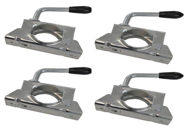 4 Stück Klemmvorrichtung Ø 48mm, Stützrad / Stützen Klemmschelle mit breiter Auflage