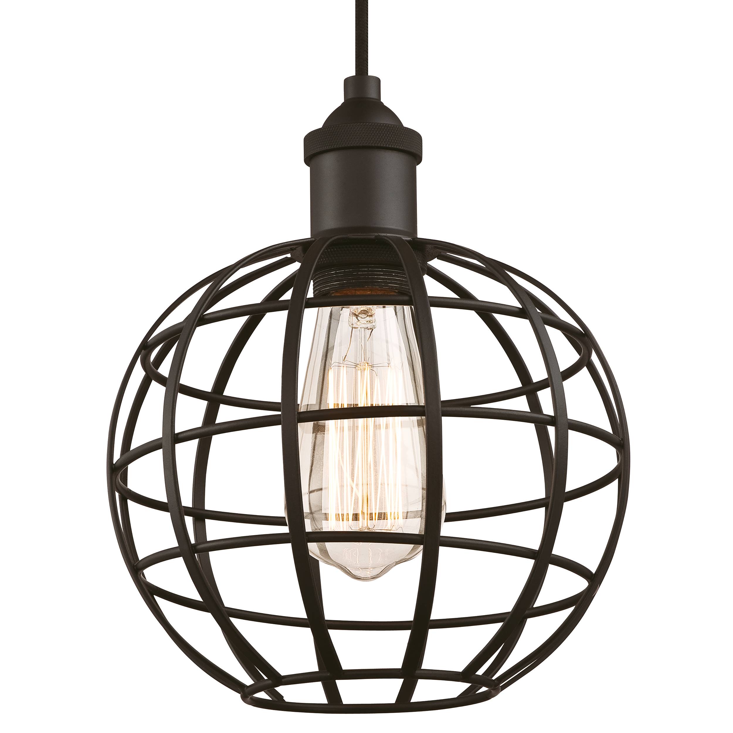 Pendelleuchte Kugel Käfig mattschwarz mit 1 Lampe