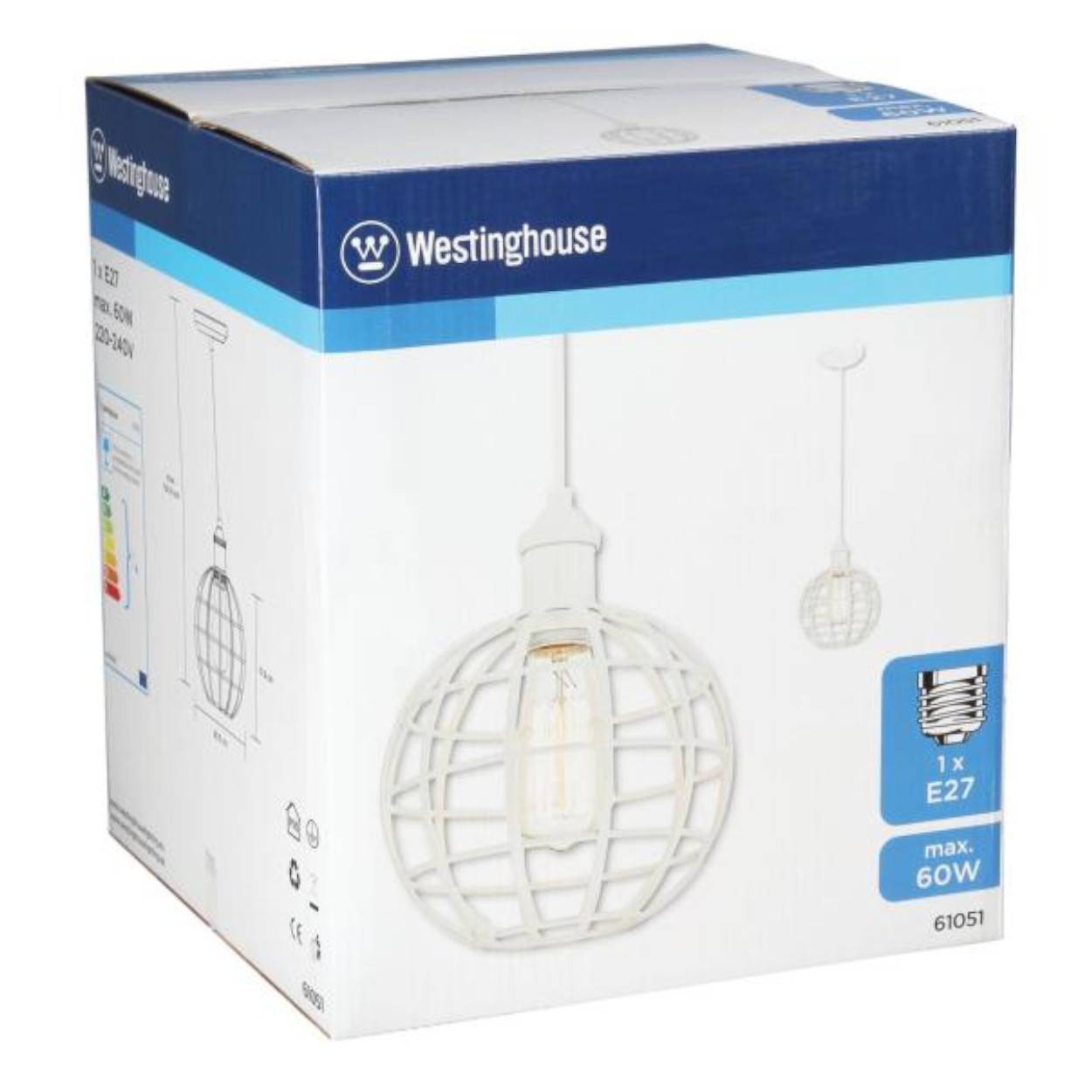 Pendelleuchte Kugel Käfig weiß mit 1 Lampe