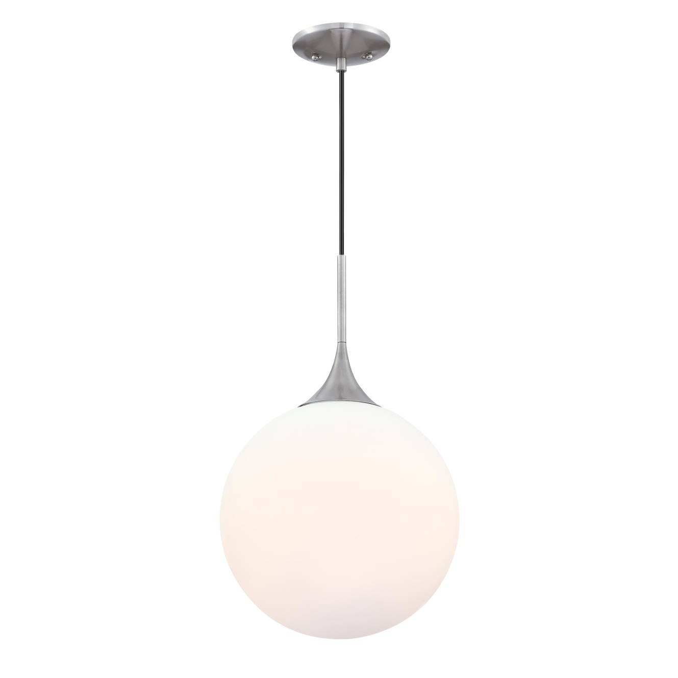 LED Pendelleuchte Moretti Nickel / Opalmilchglas