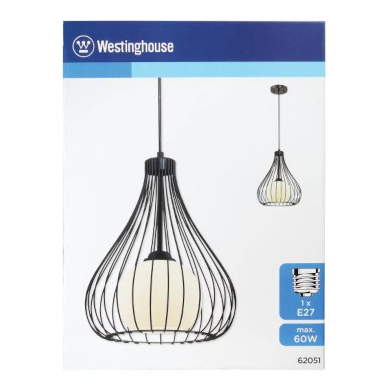 Pendelleuchte Käfig Glaskugel Mattschwarz mit 1 Lampe