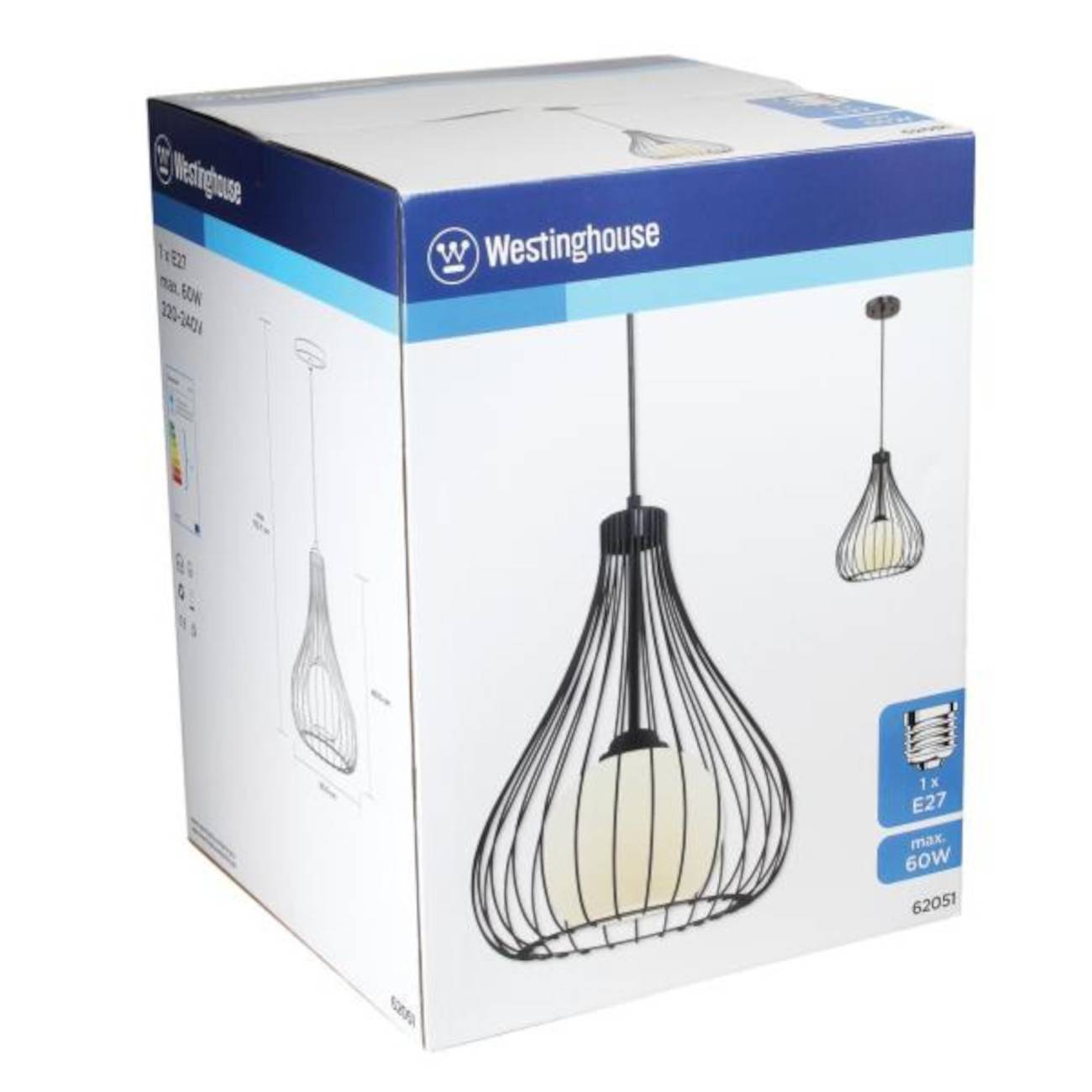 Pendelleuchte Käfig Glaskugel Mattschwarz mit 1 Lampe