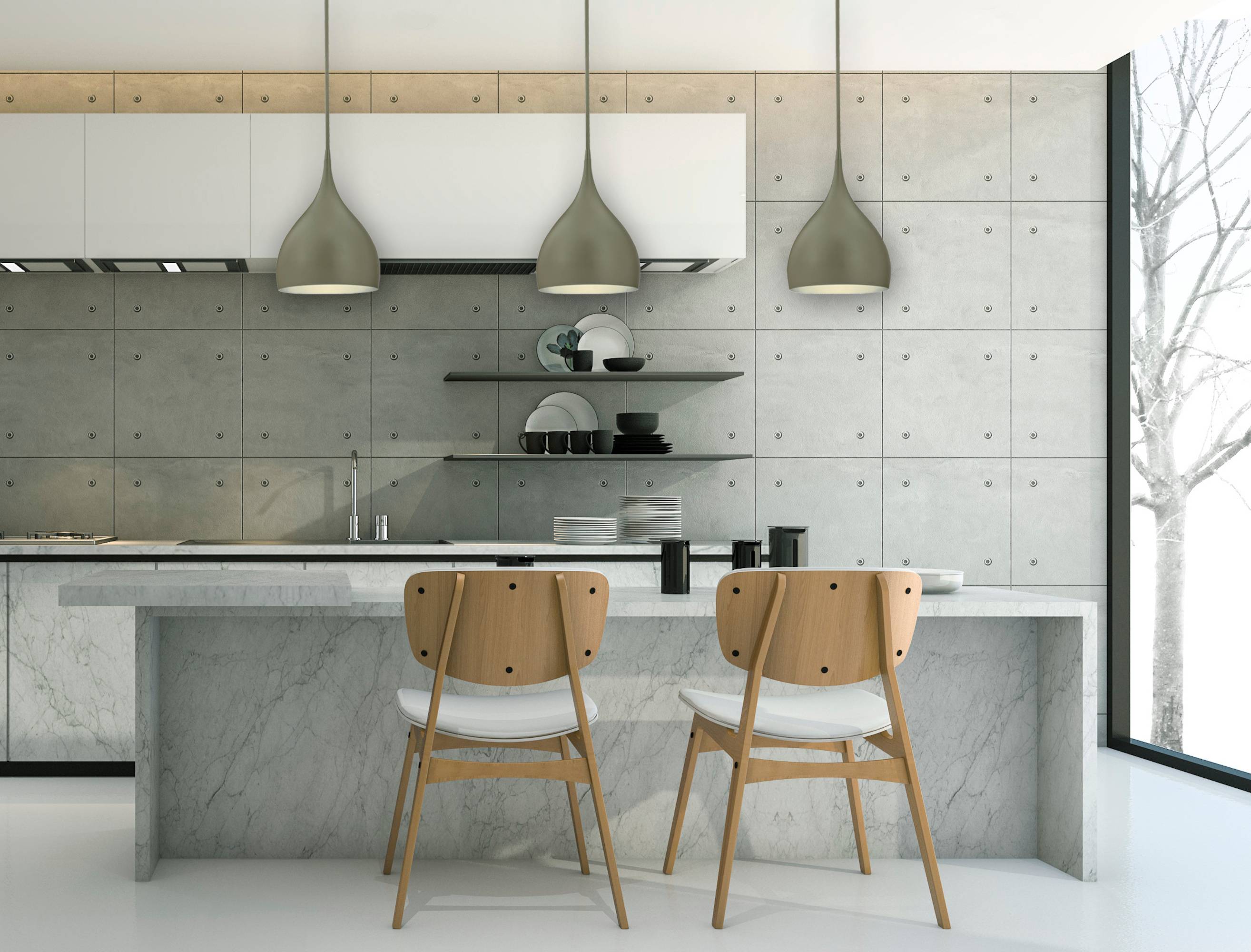 Pendelleuchte Tropfen Mattgrau / Silber mit 1 Lampe