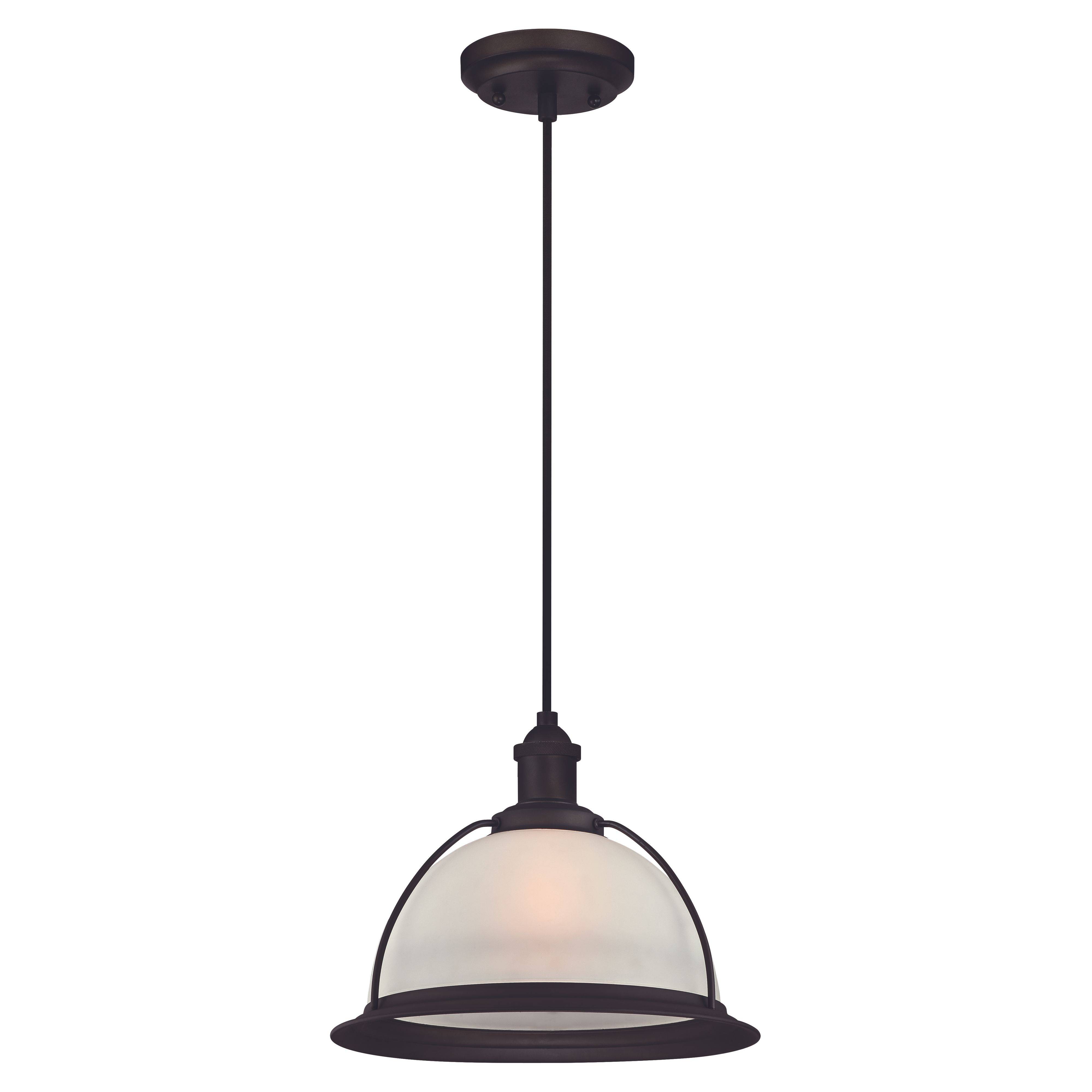 Einflammige Pendelleuchte Retro Bronze und Milchglas