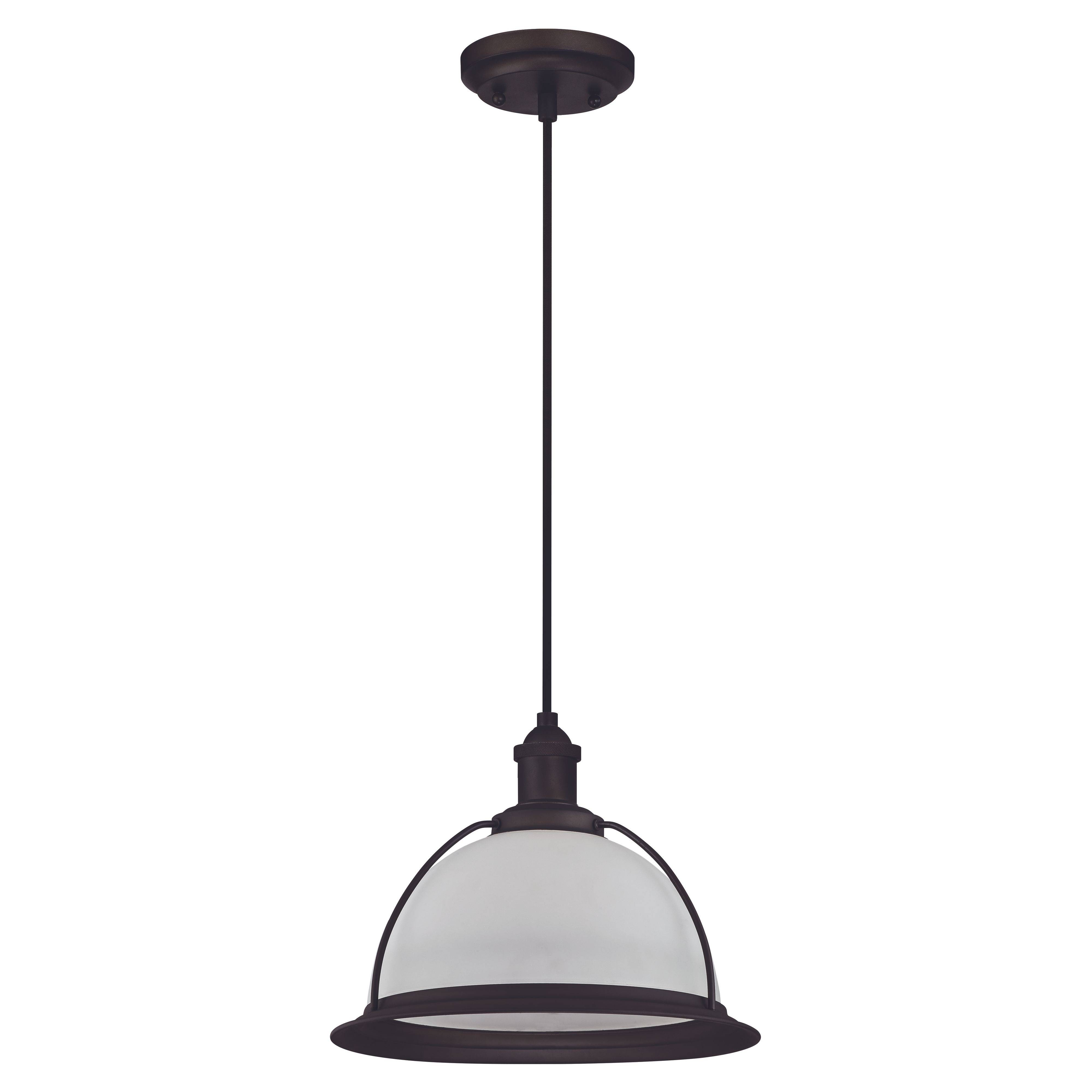 Einflammige Pendelleuchte Retro Bronze und Milchglas