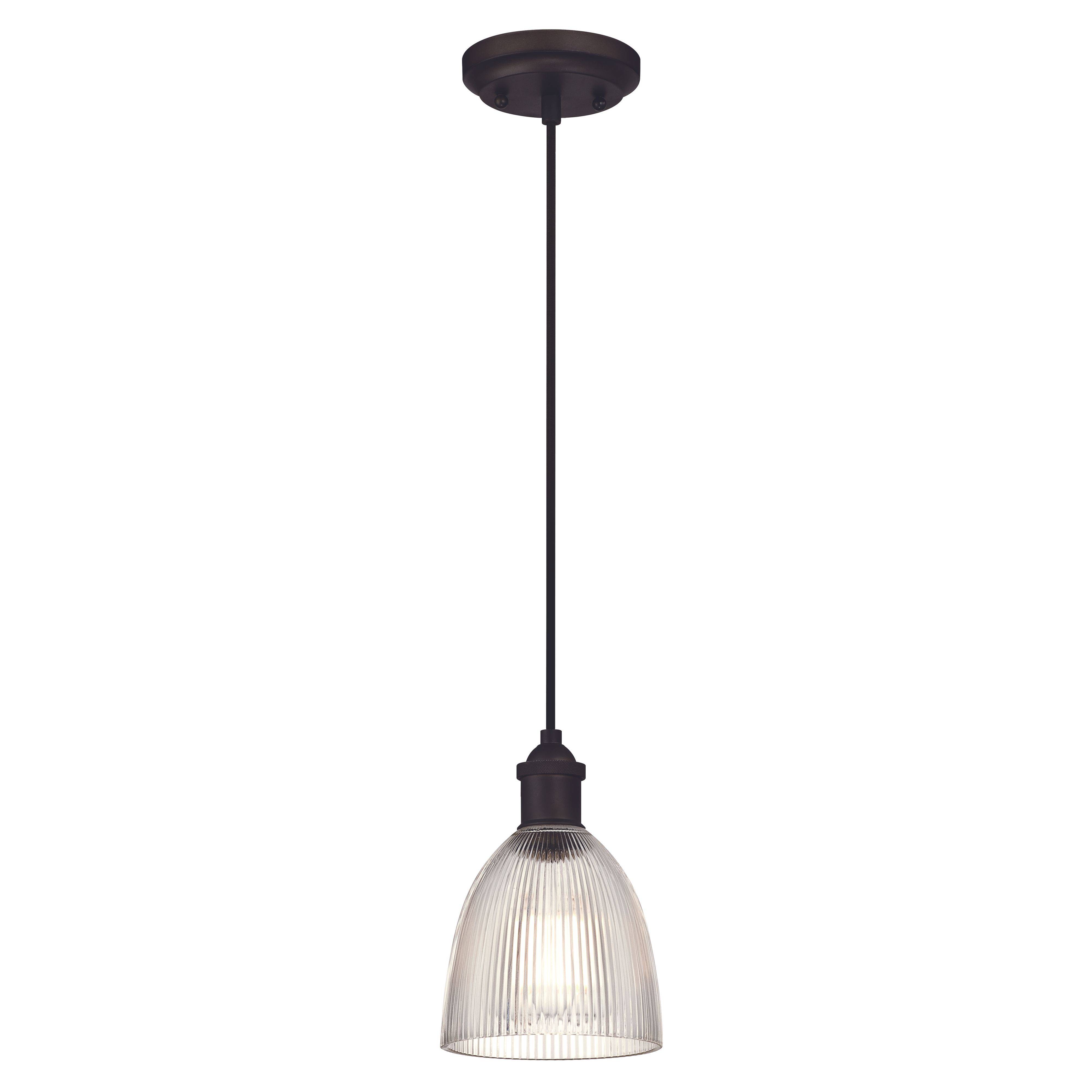 Pendelleuchte Vintage Bronze / Riffelglas mit 1 Lampe
