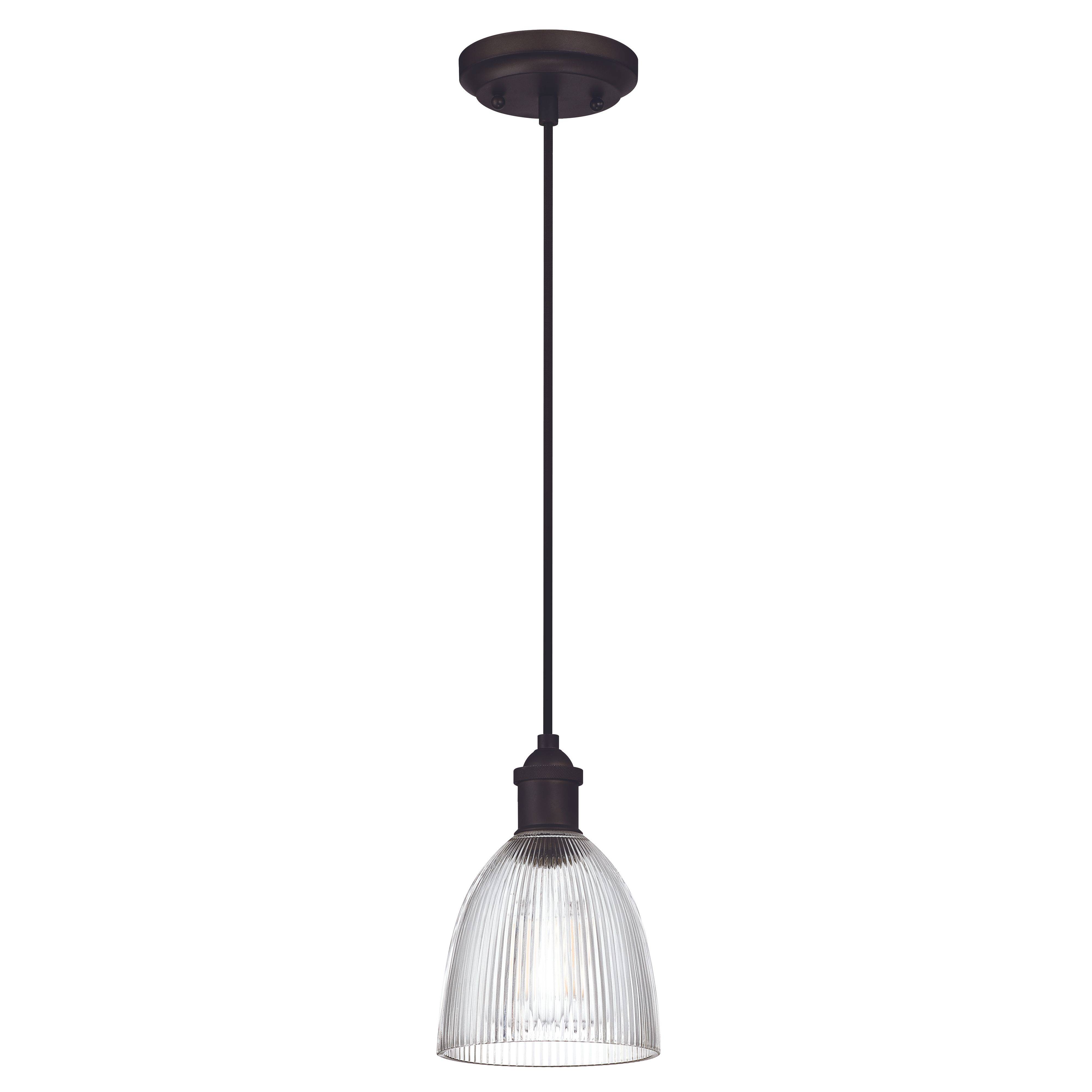 Pendelleuchte Vintage Bronze / Riffelglas mit 1 Lampe