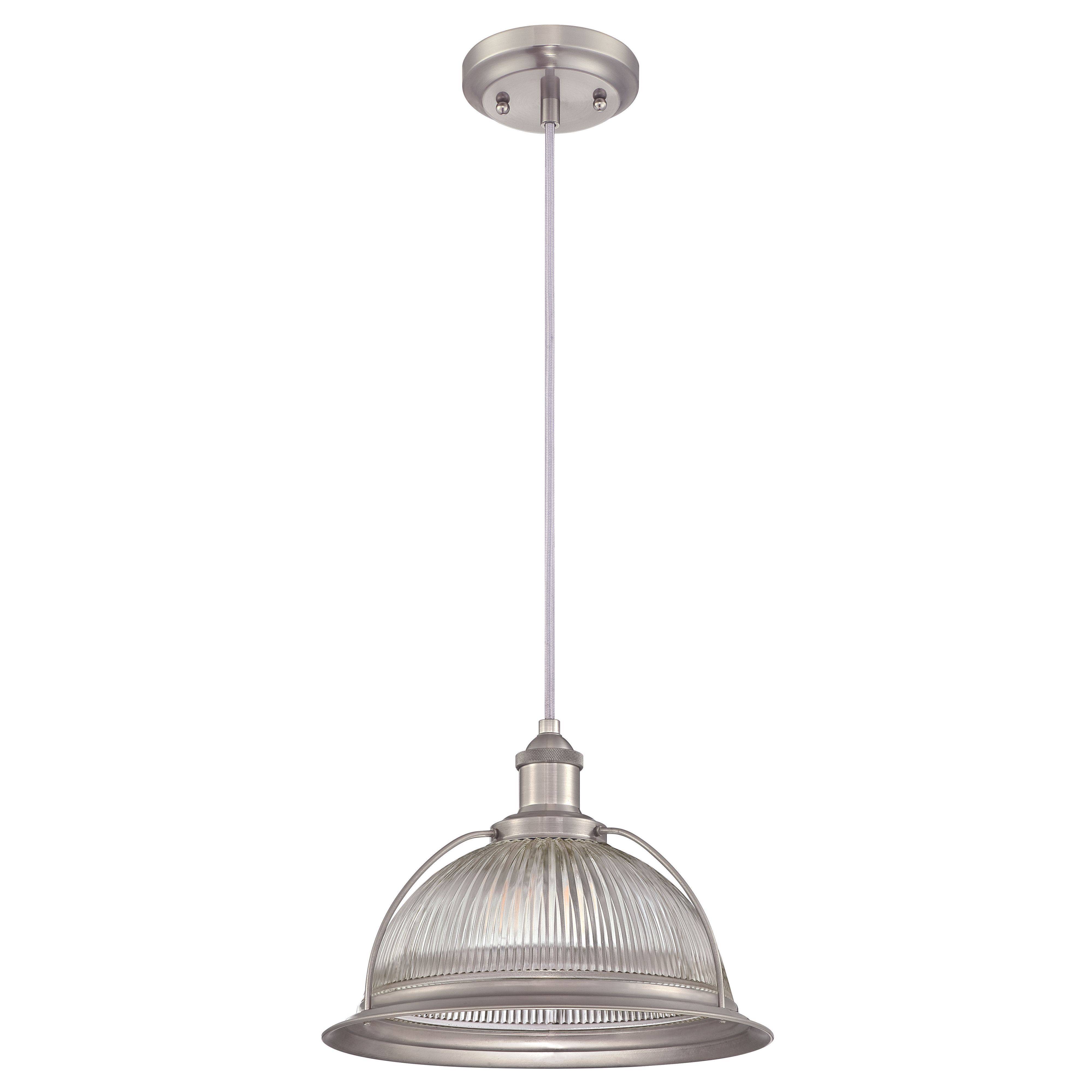 Pendelleuchte Retro Nickel und Klarglas mit 1 Lampe