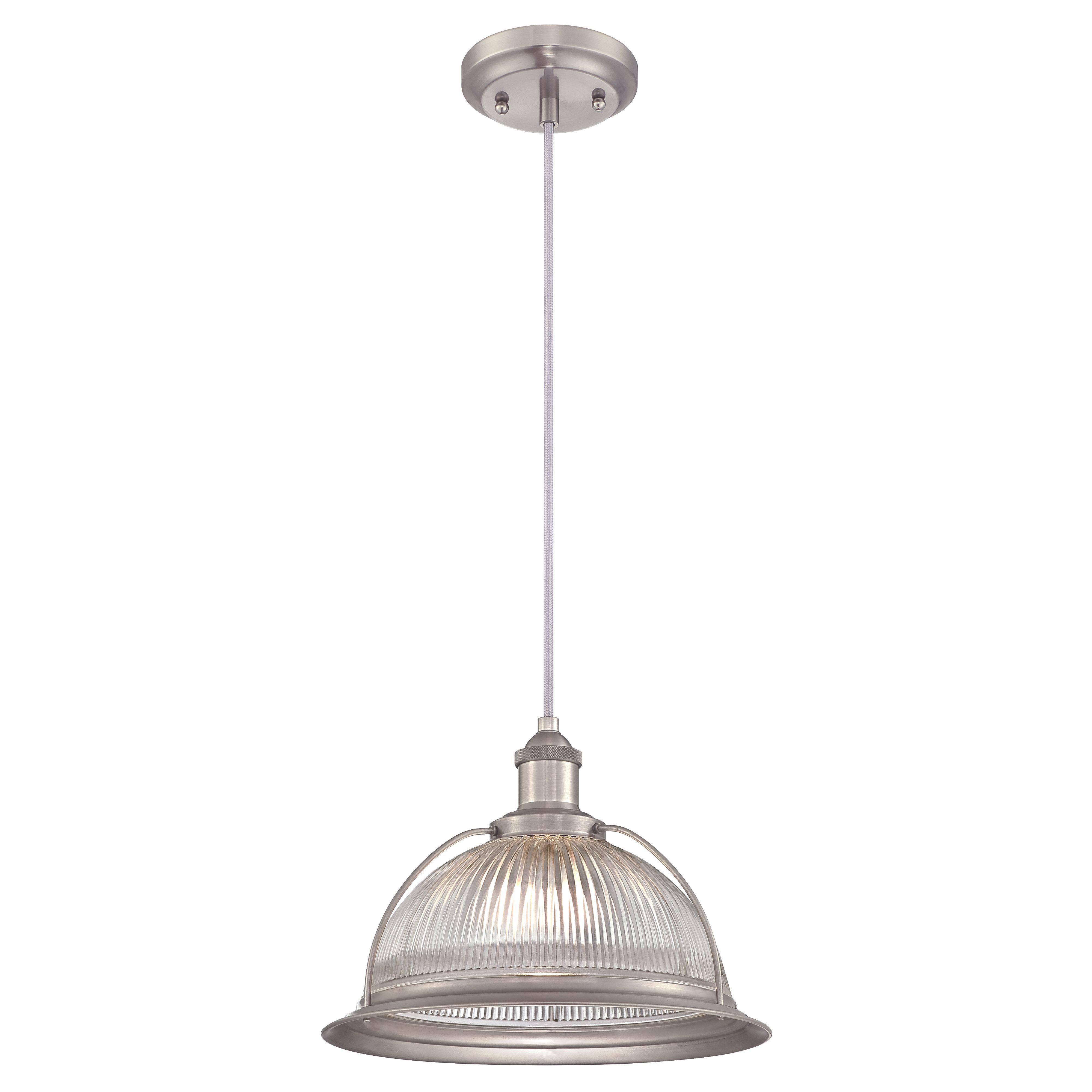 Pendelleuchte Retro Nickel und Klarglas mit 1 Lampe