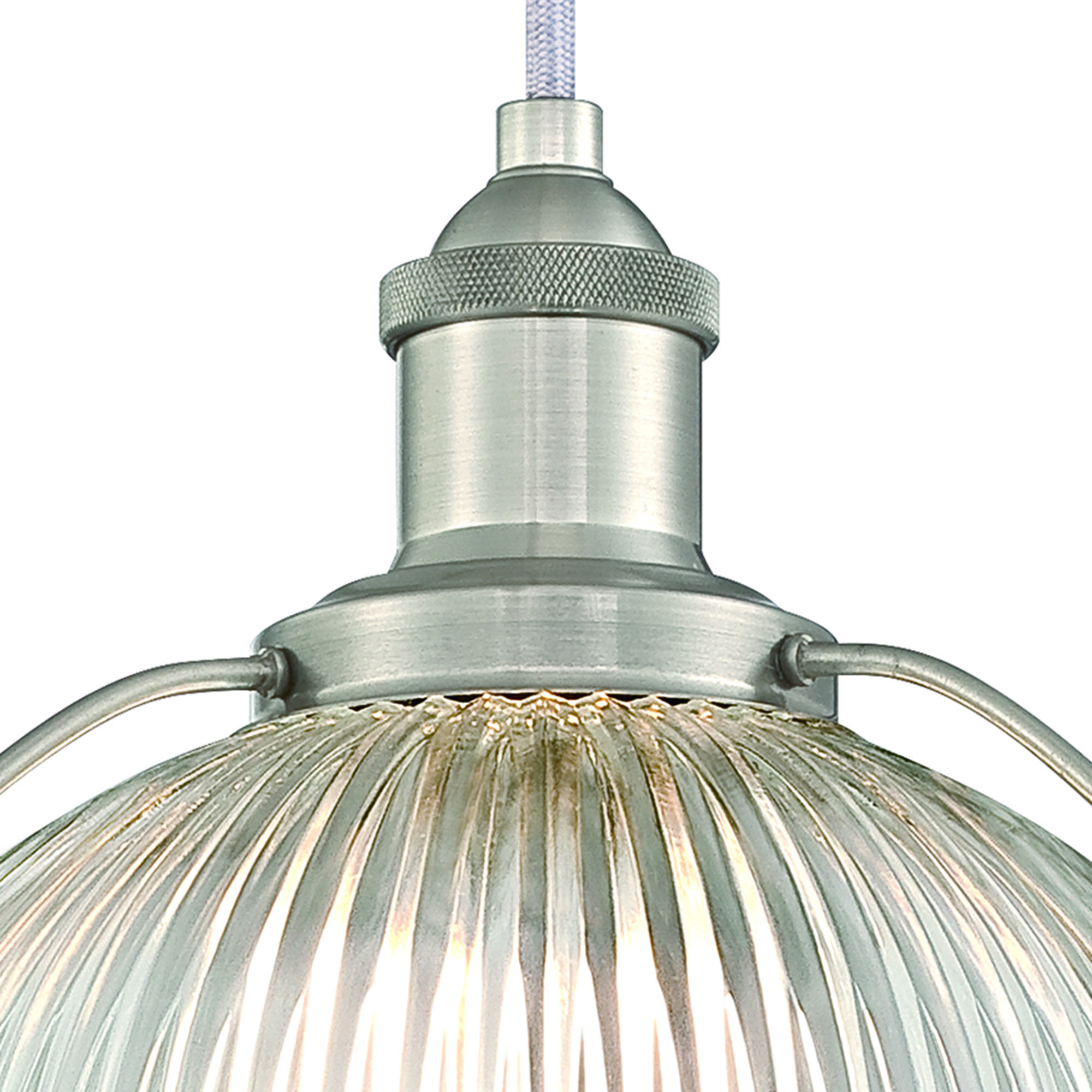 Pendelleuchte Retro Nickel und Klarglas mit 1 Lampe