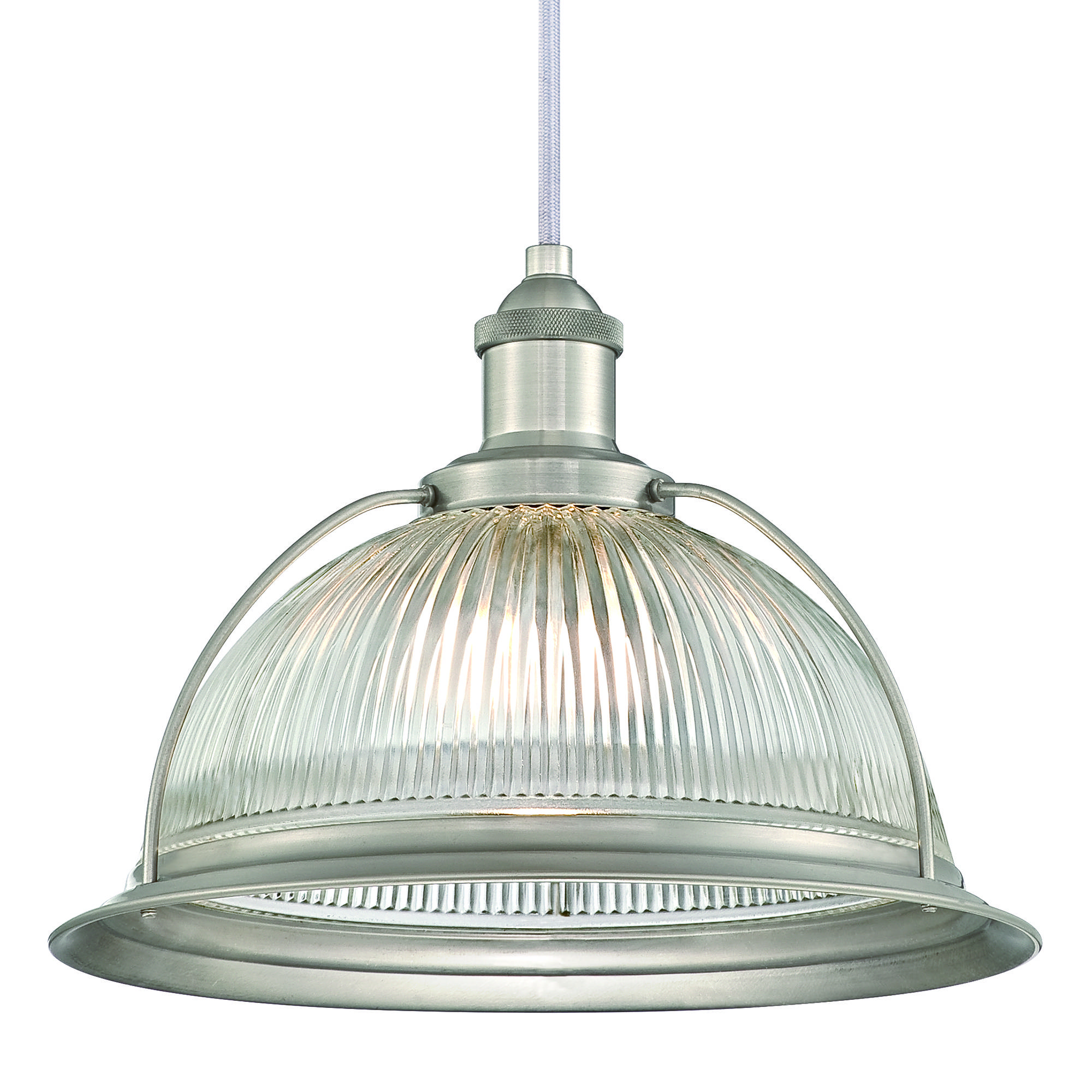 Pendelleuchte Retro Nickel und Klarglas mit 1 Lampe