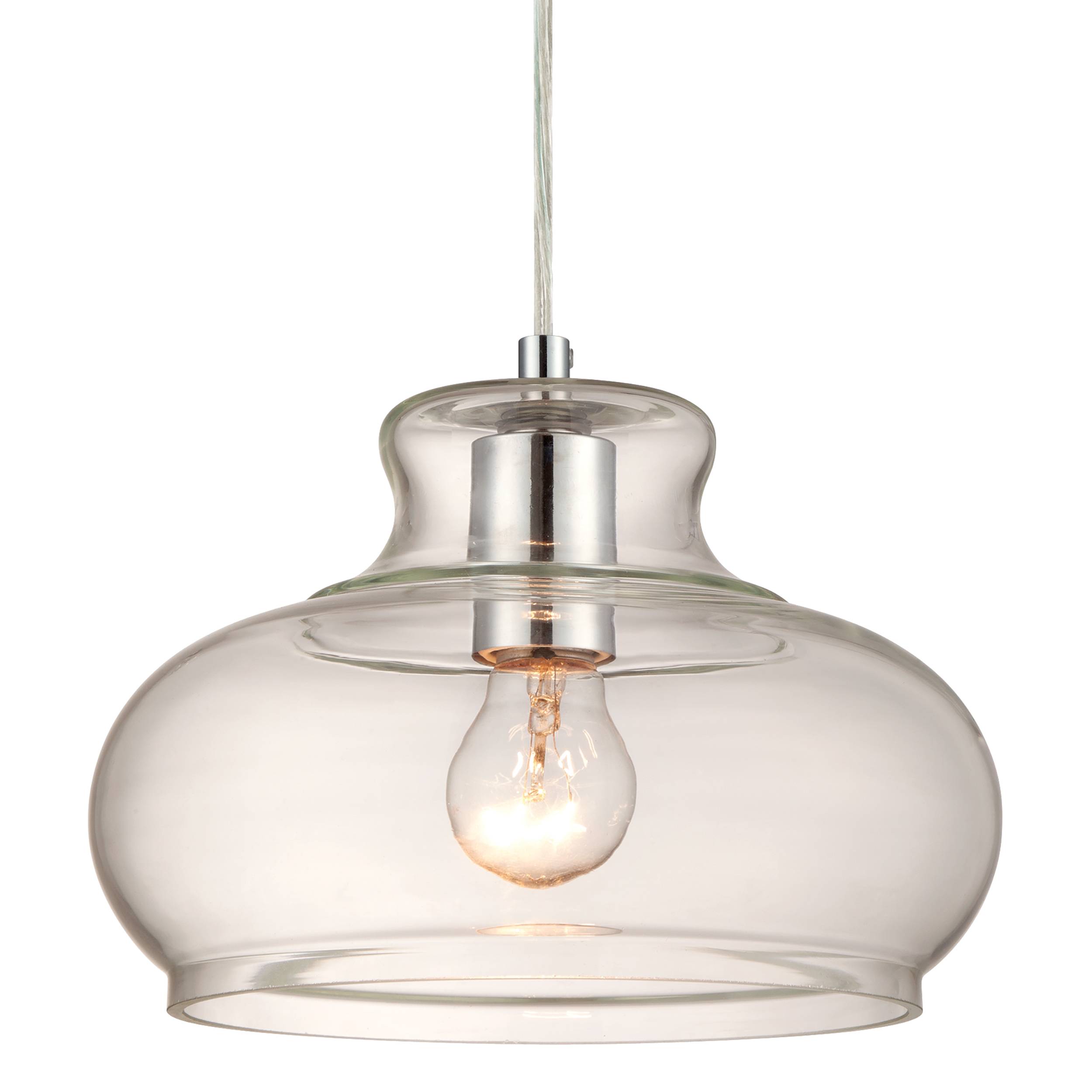Pendelleuchte Chrom / Klarglas Maxi mit 1 Lampe