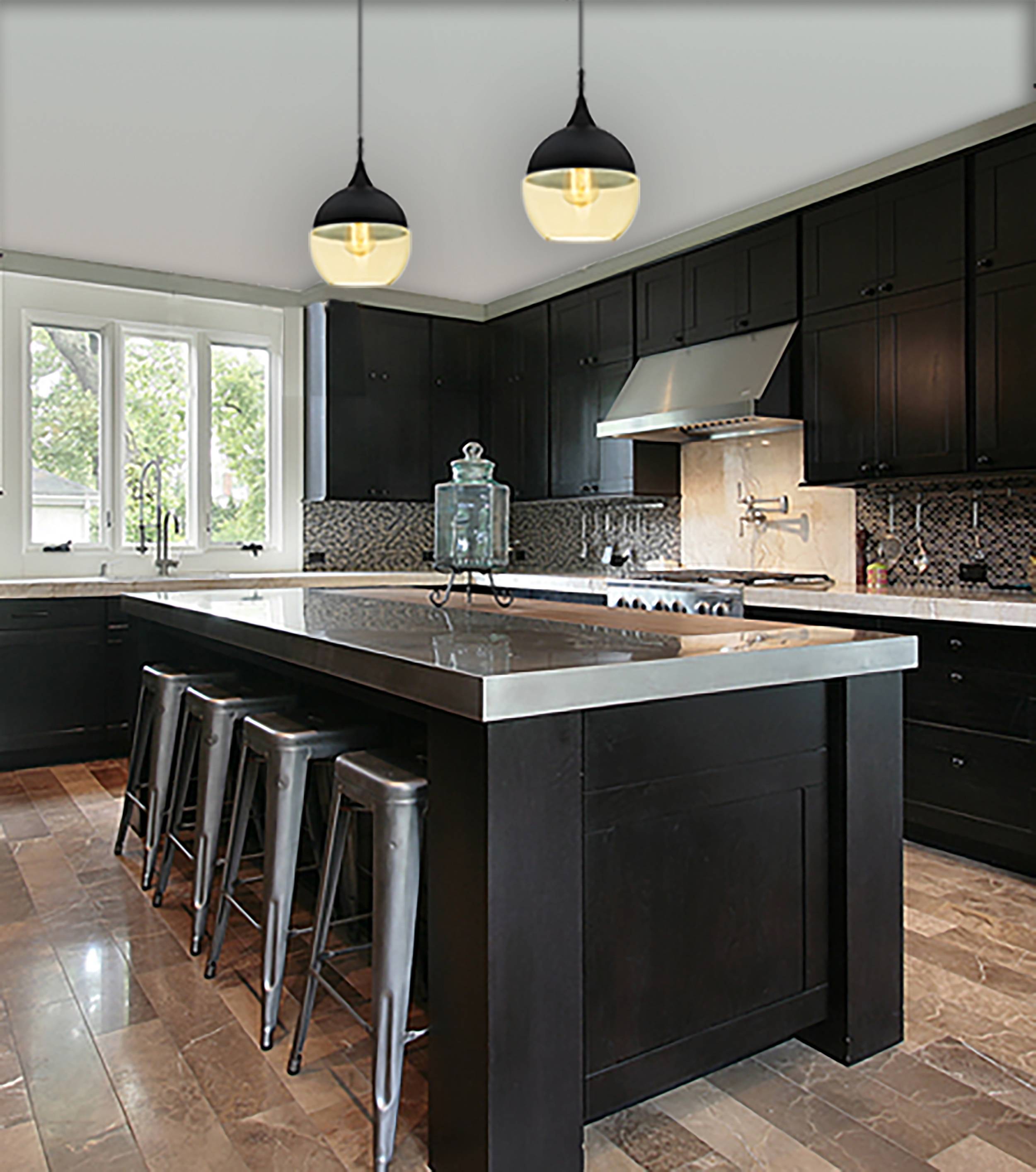 Einflammige Pendelleuchte Art Déco Schwarz