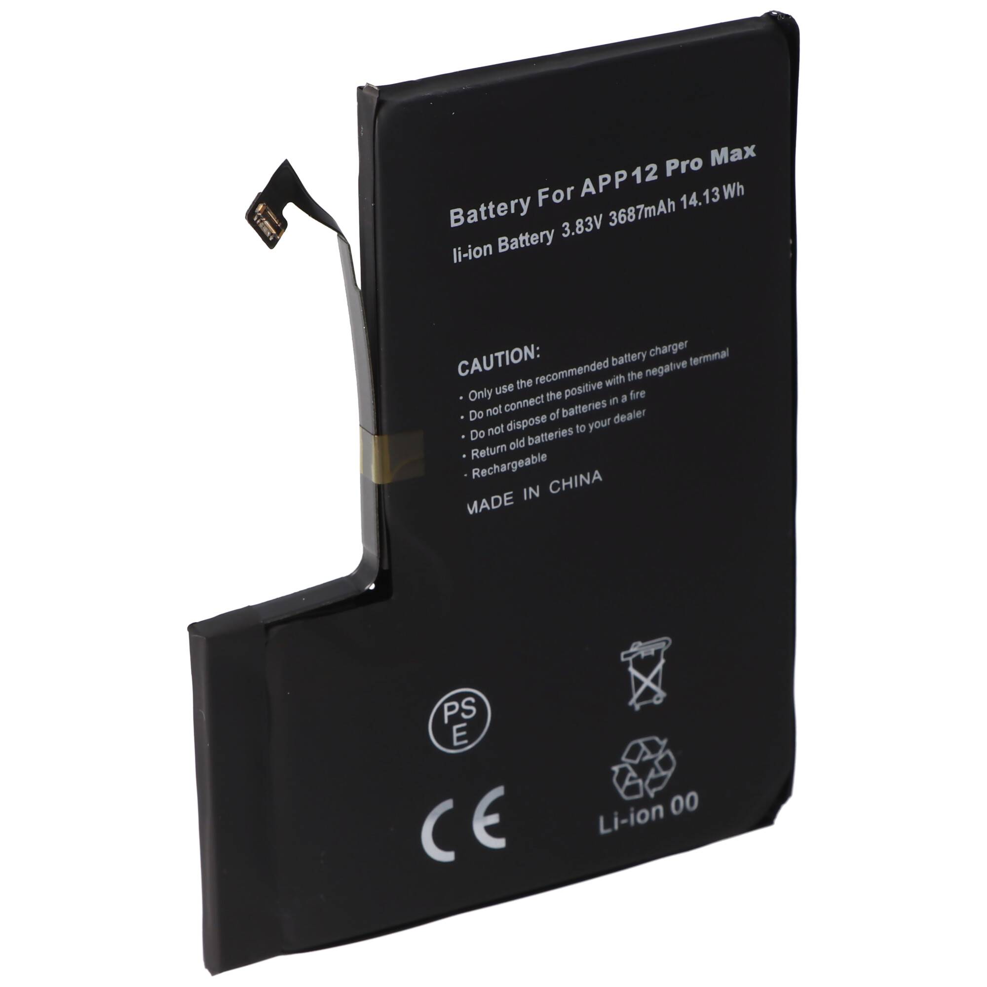 Akku passend für Apple iPhone 12 Pro Max, Li-Polymer, 3,83V, 3687mAh, 14,13Wh, built-in, ohne Werkzeug