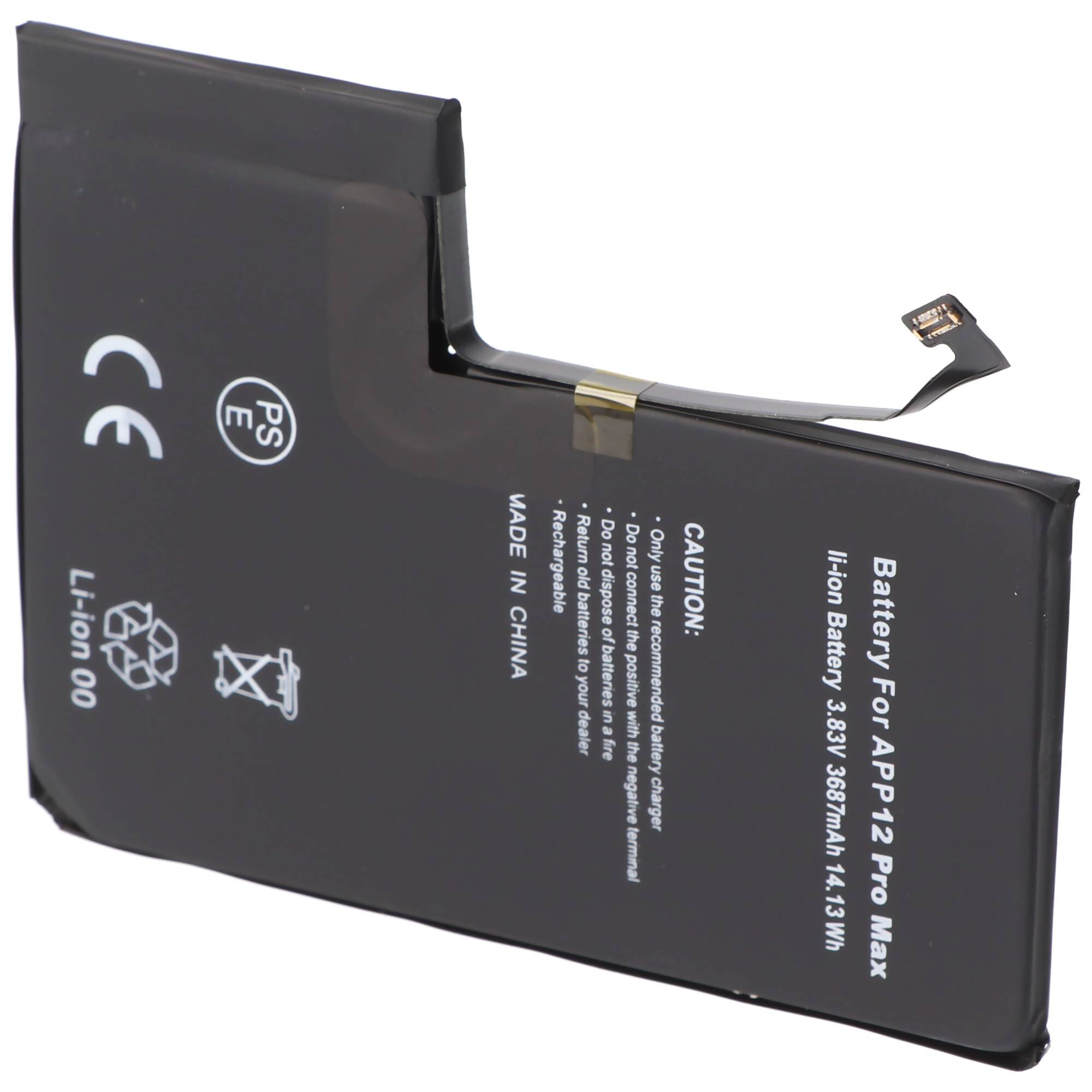 Akku passend für Apple iPhone 12 Pro Max, Li-Polymer, 3,83V, 3687mAh, 14,13Wh, built-in, ohne Werkzeug