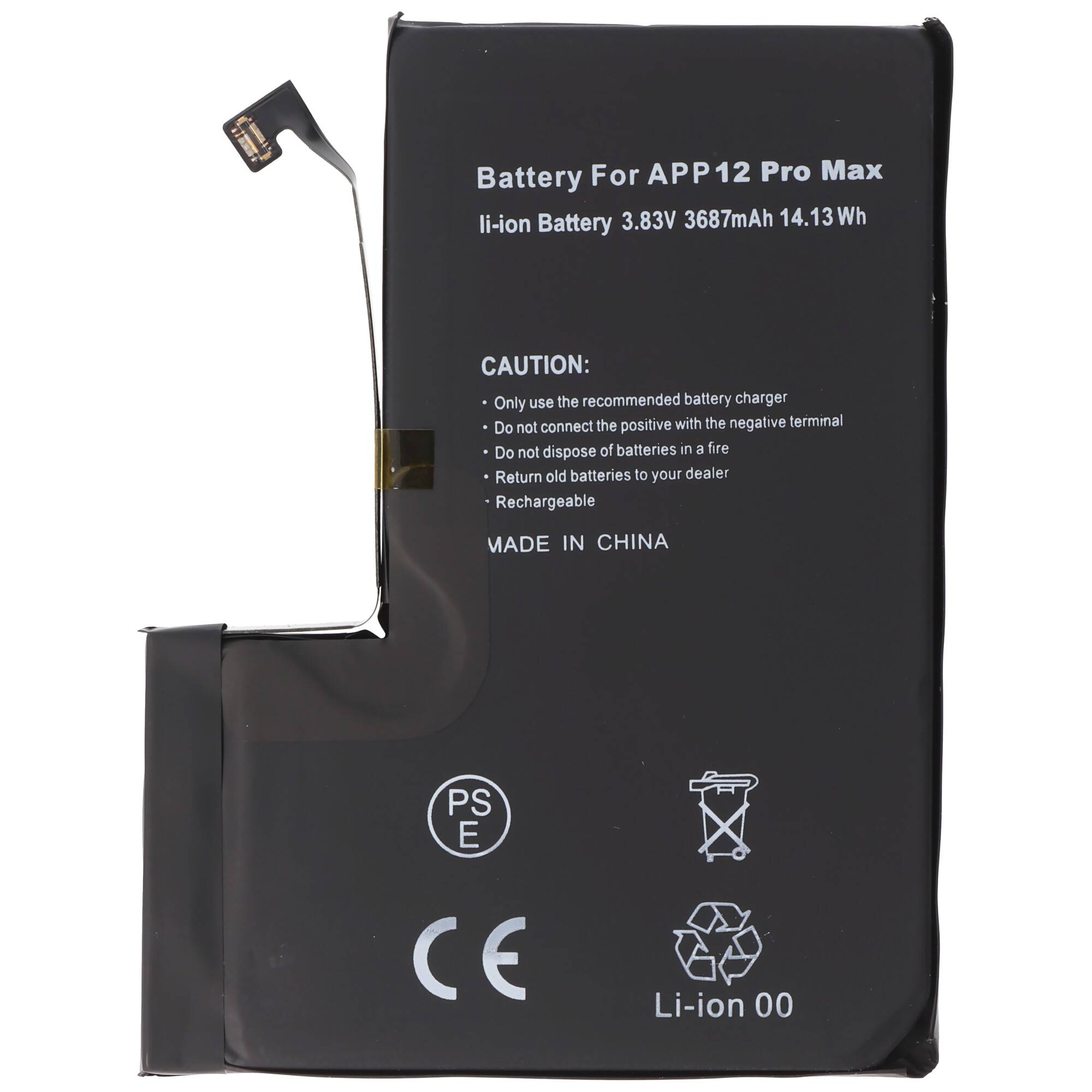 Akku passend für Apple iPhone 12 Pro Max, Li-Polymer, 3,83V, 3687mAh, 14,13Wh, built-in, ohne Werkzeug