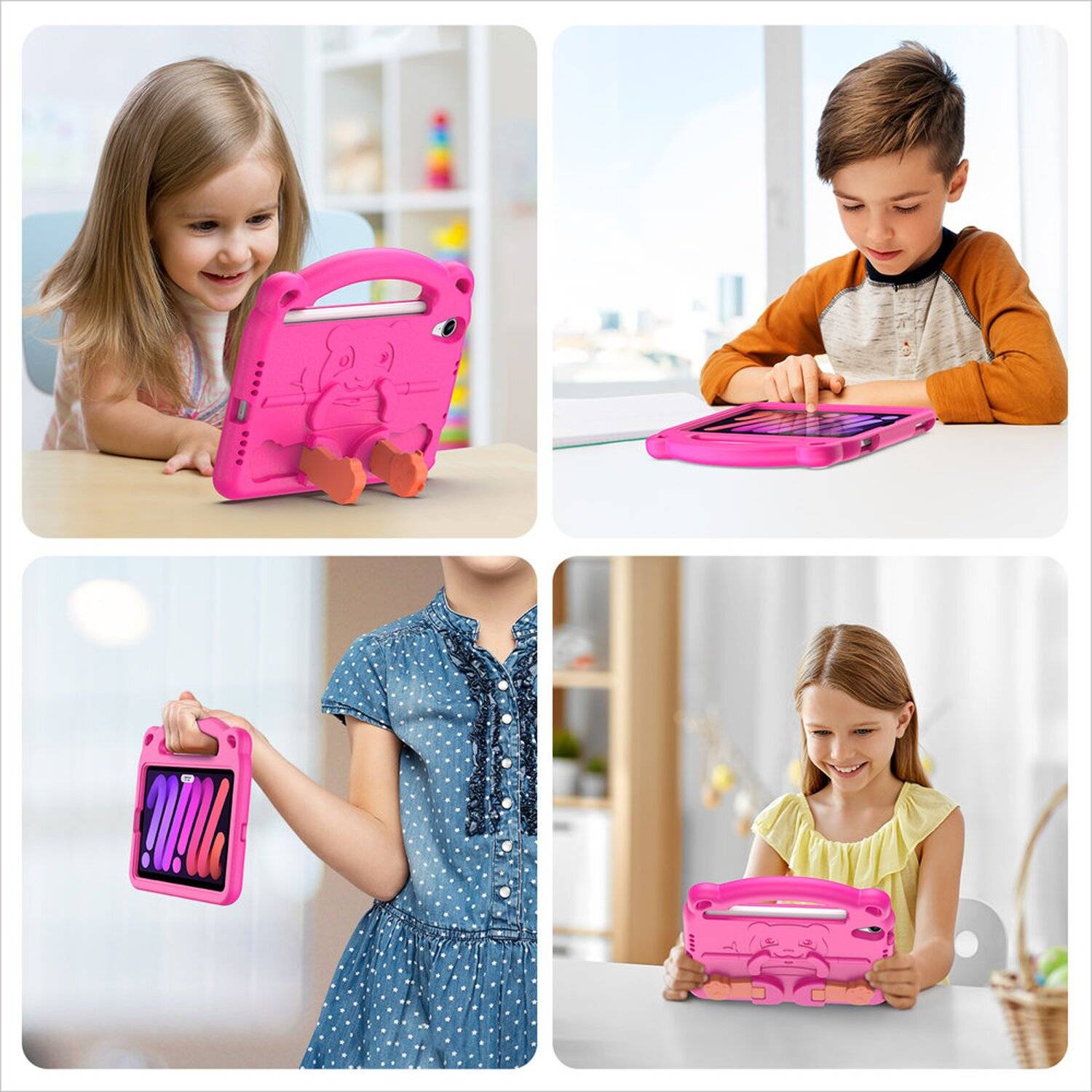 Dux Ducis Panda Armor Tablet Tasche Gehäuse für iPad Mini 6 2021 Schutzhülle für Kinder + Standfunktion EVA Pink