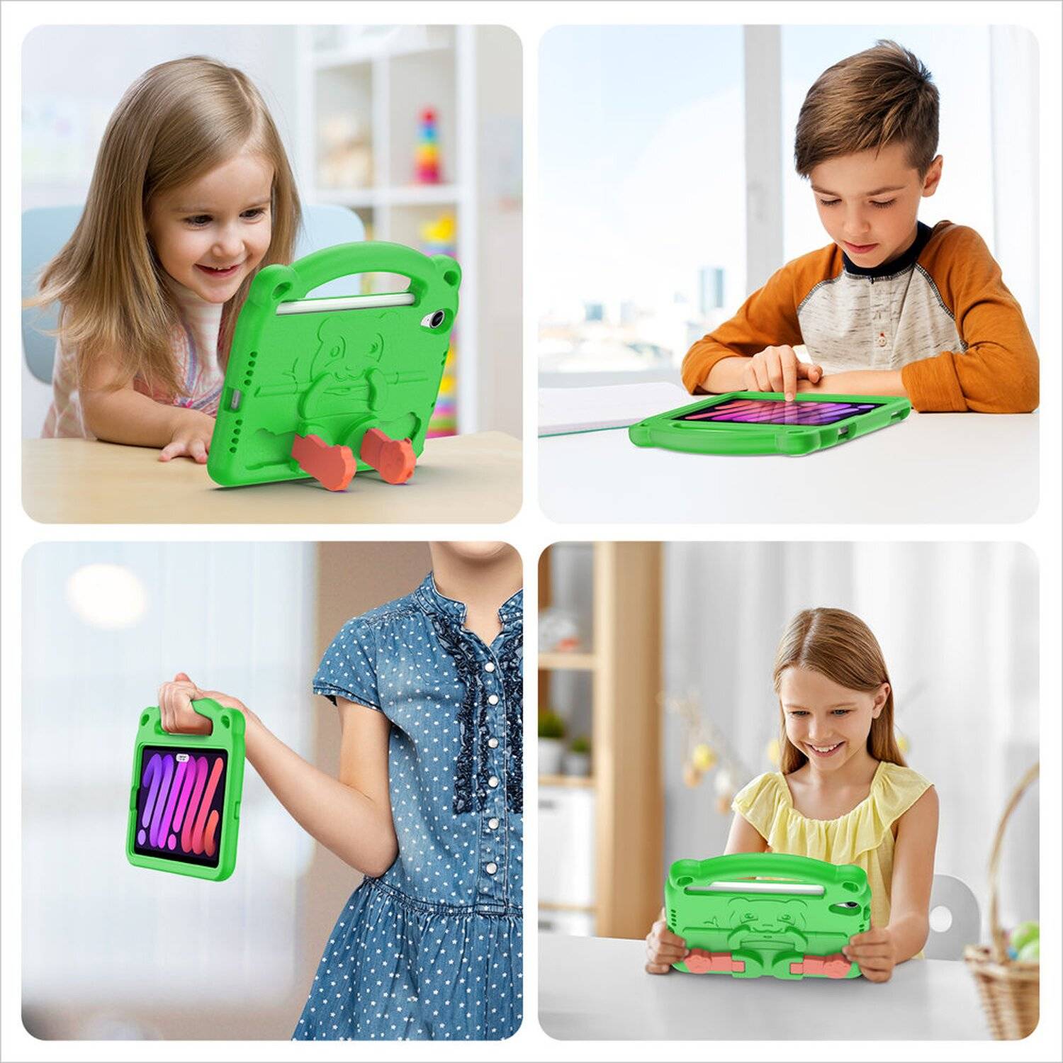 Dux Ducis Panda Armor Tablet Tasche Gehäuse für iPad Mini 6 2021 Schutzhülle für Kinder + Standfunktion EVA Grün