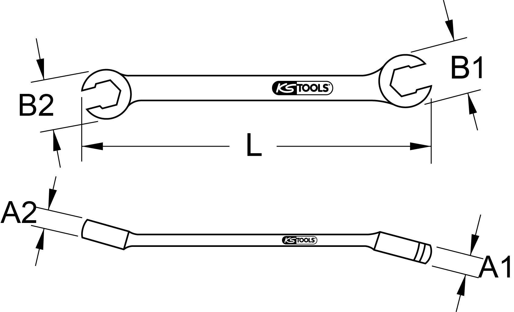 KS TOOLS CHROMEplus Offener Doppel-Ringschlssel, abgewinkelt, 19x22mm