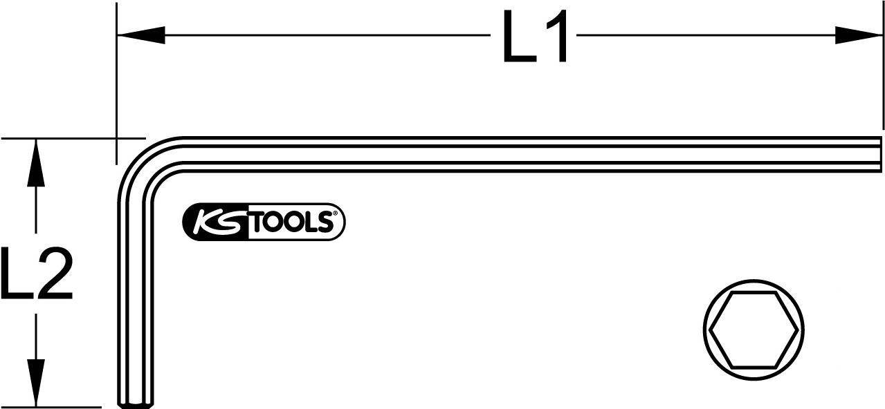 KS TOOLS Werkzeuge-Maschinen GmbH Innensechskant-Winkelstiftschlüssel, XL, 2,5mm (151.4463)