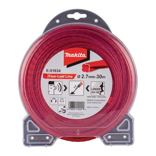 Fil de coupe Makita, peu bruyant (section en trèfle) 2,7 mm - 30 m - rouge