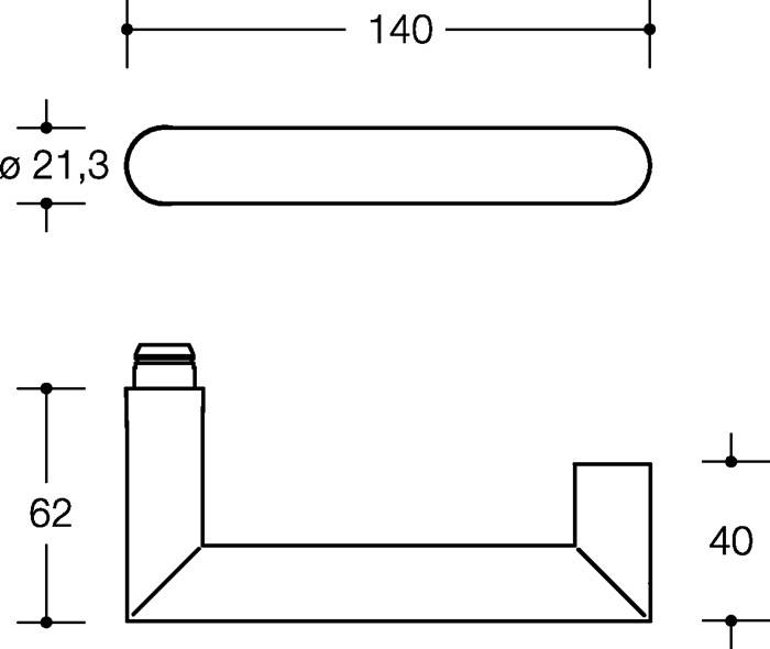 Eine technische Zeichnung, die die Abmessungen eines zylindrischen Objekts zeigt. Draufsicht ist mit '140' beschriftet, Seitenansicht zeigt Höhe '13' und eine weitere Seite mit '2'.