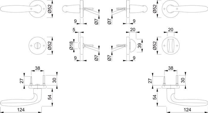 Rosettengrt.Verona 1510/42KB/42KBS Alu.F1 SK/OL DIN L/R D/D HOPPE