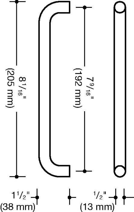 Möbelgriff PA 90 tiefschwarz ma 192mm D.13mm HEWI