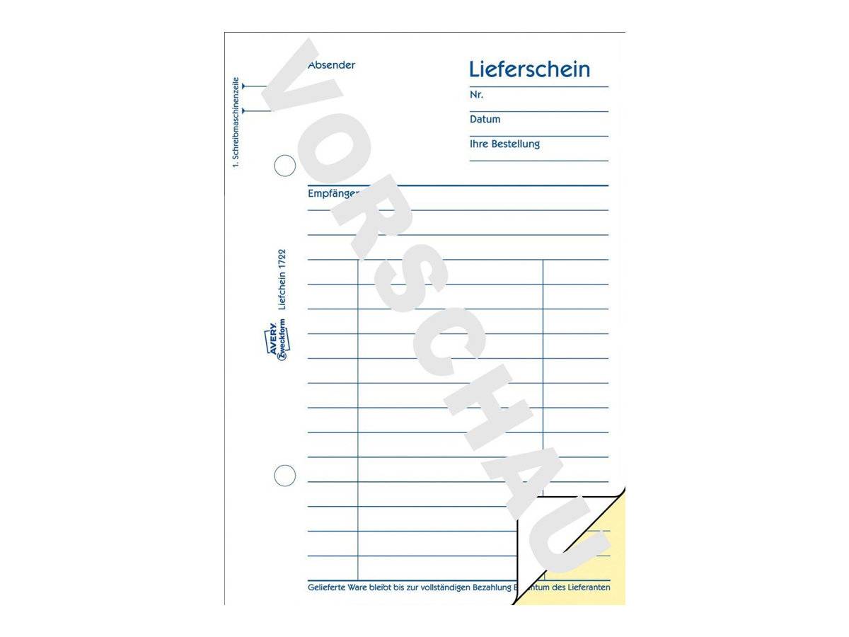 Avery Zweckform - Lieferliste - 40 Blatt - A6