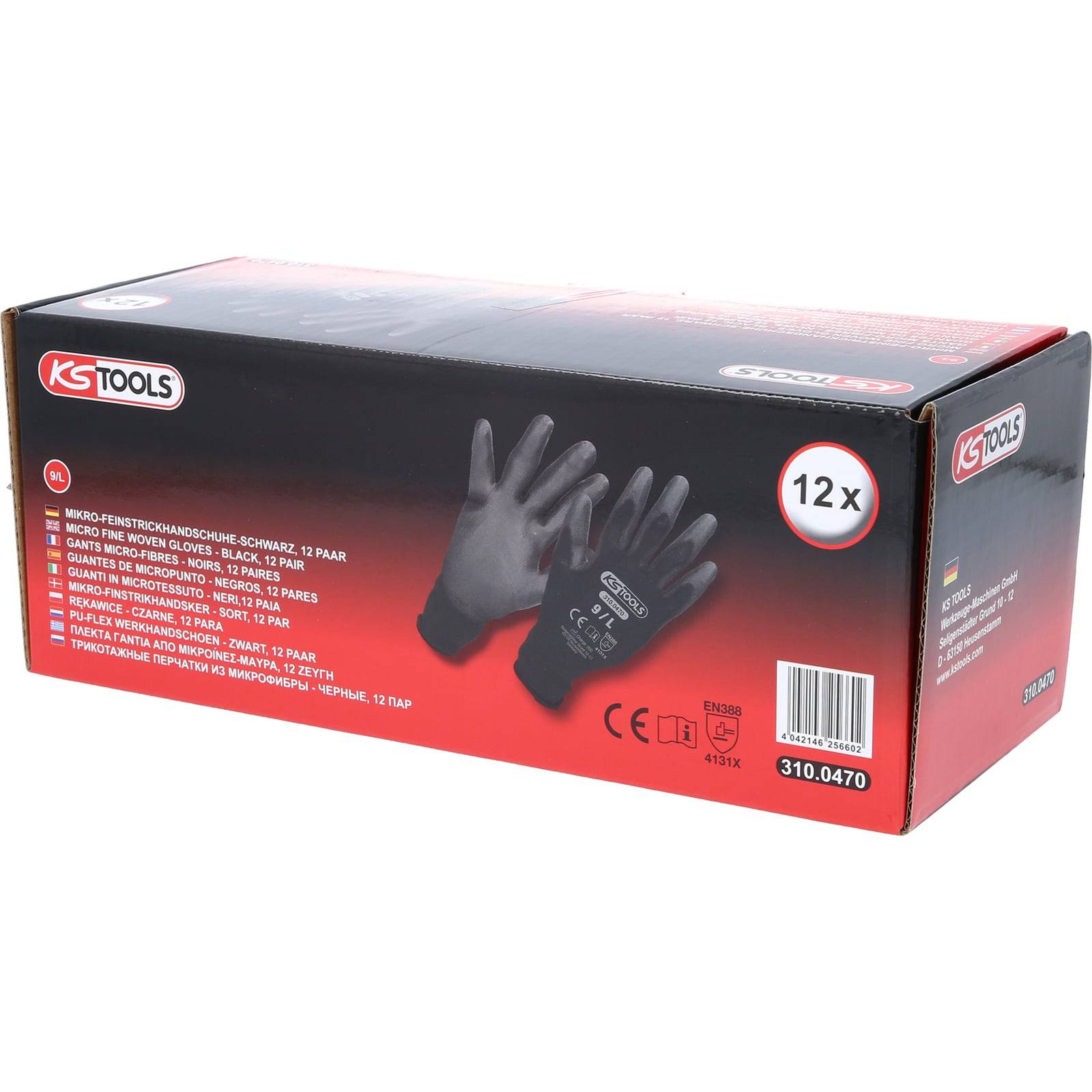 KG Tools Handschuhe-Packung, schwarze Nitrilhandschuhe, Größe 12 Paar pro Box. CE-zertifiziert, schützend und für verschiedene Aufgaben geeignet.