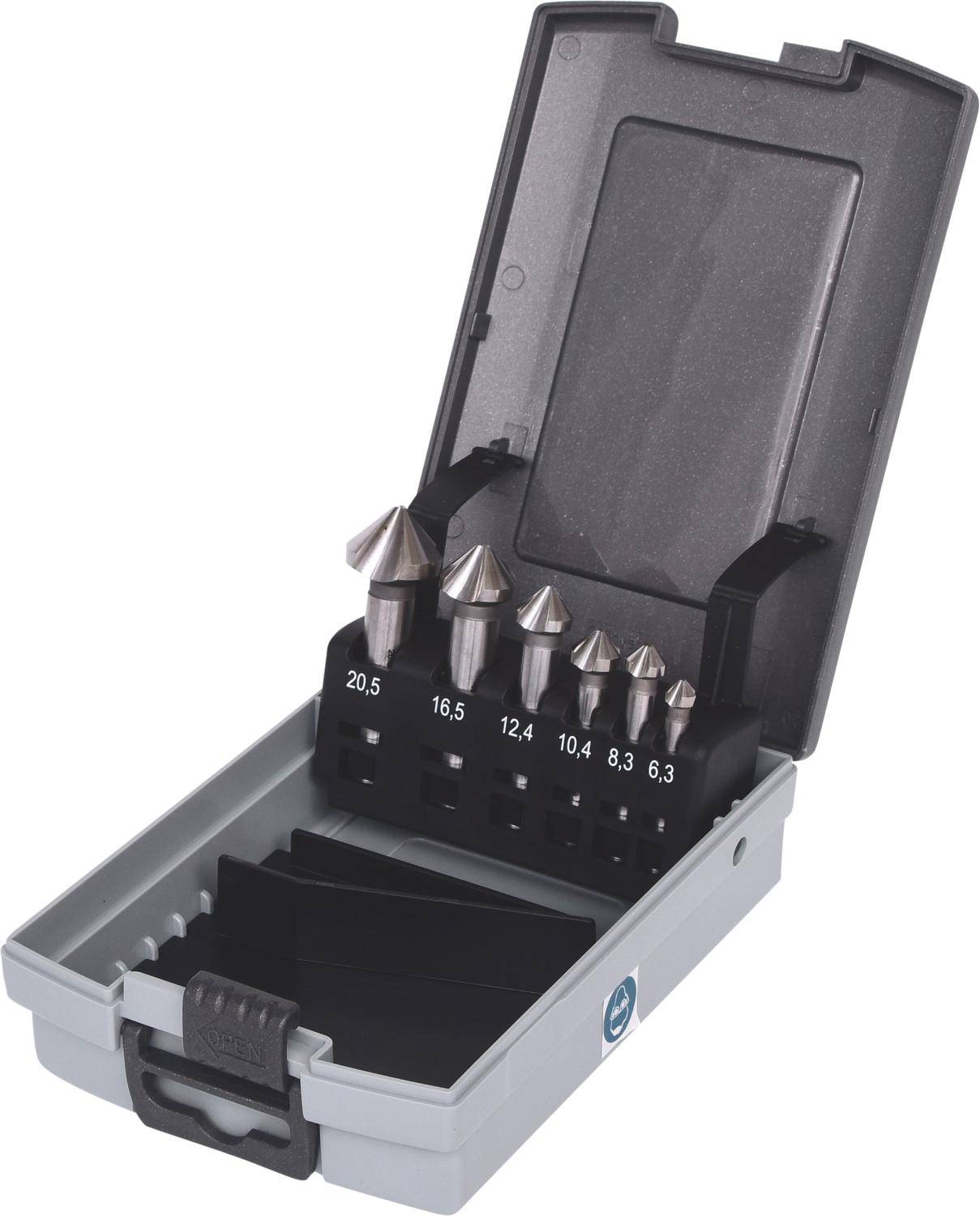 KS TOOLS HSS Co 5 Kegel-Entgratsenker-Satz, Kunststoffkassette 6-tlg
