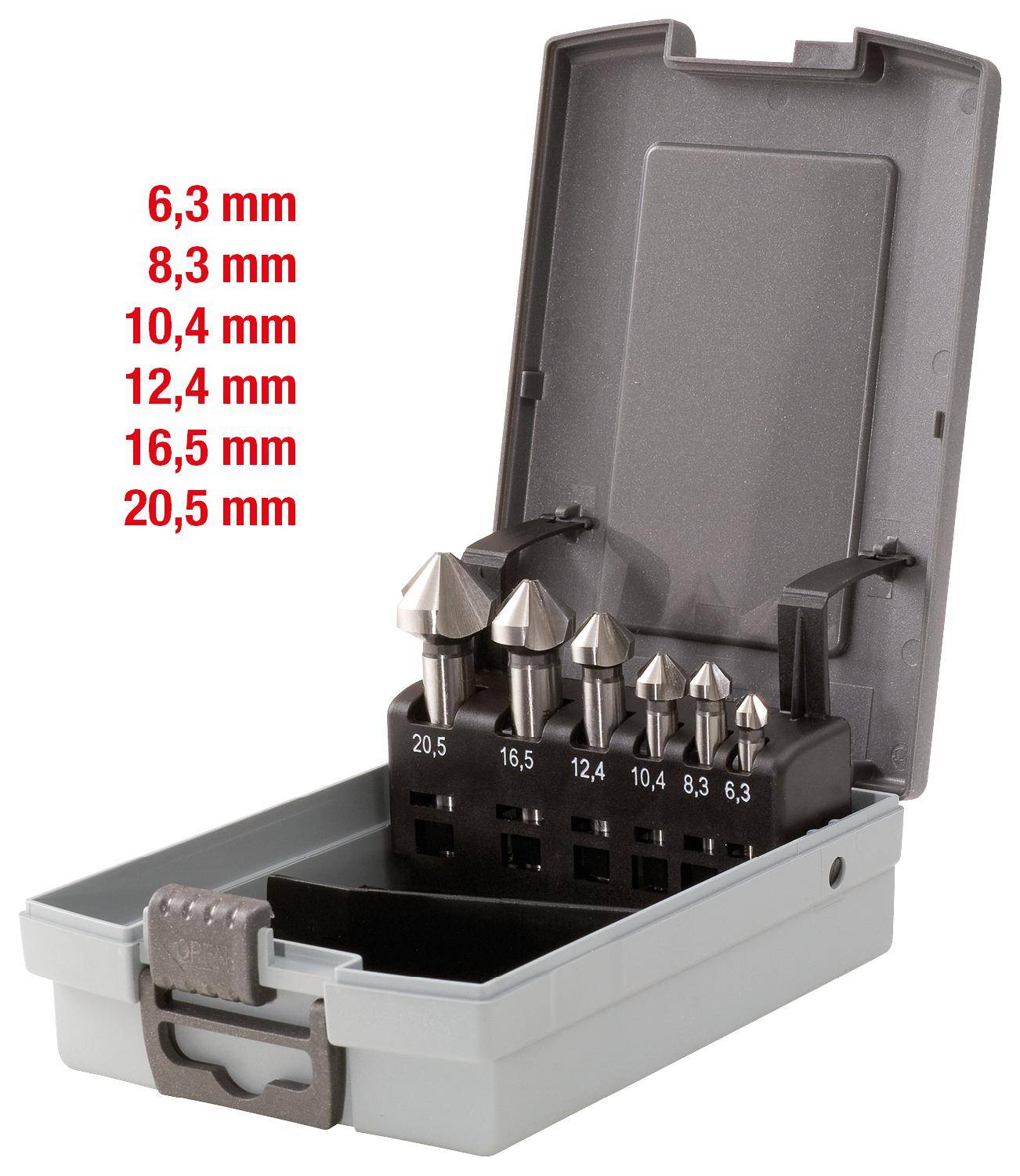 KS TOOLS HSS Co 5 Kegel-Entgratsenker-Satz, Kunststoffkassette 6-tlg