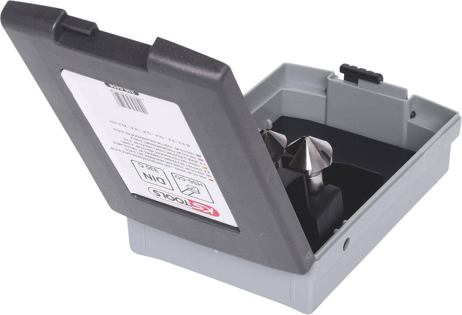 KS TOOLS HSS Co 5 Kegel-Entgratsenker-Satz, Kunststoffkassette 6-tlg