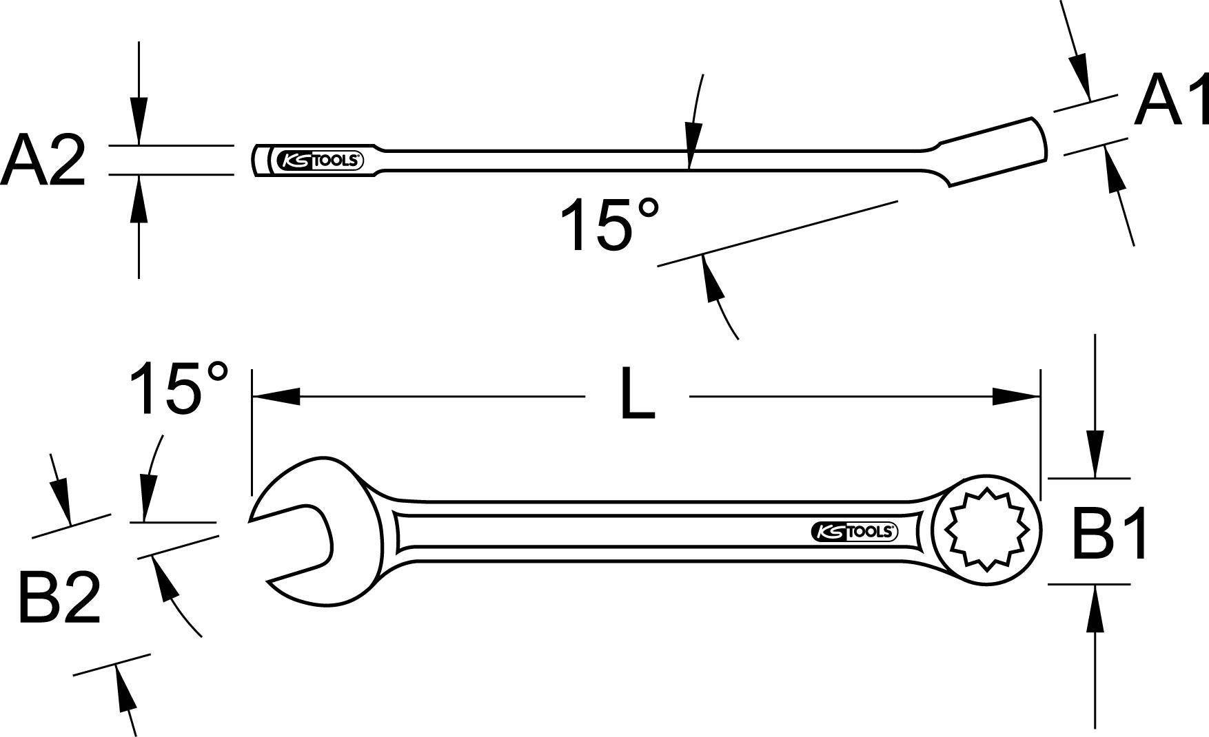 KS TOOLS CLASSIC Ringmaulschlüssel, abgewinkelt, 7/16 (517.1904)