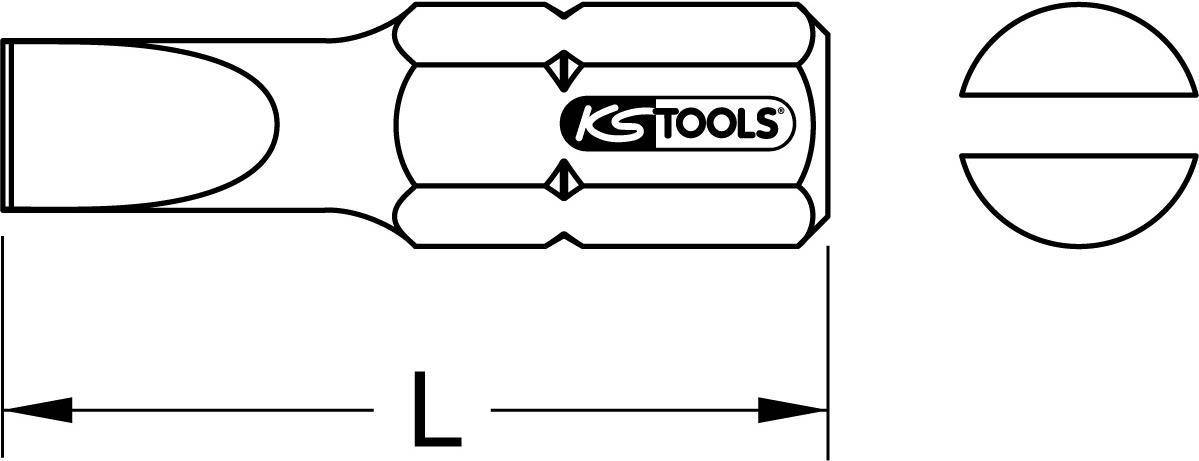 KS TOOLS 1/4'' EDELSTAHL Bit Schlitz, 25mm, 5,5mm, 5er Pack (910.2237)