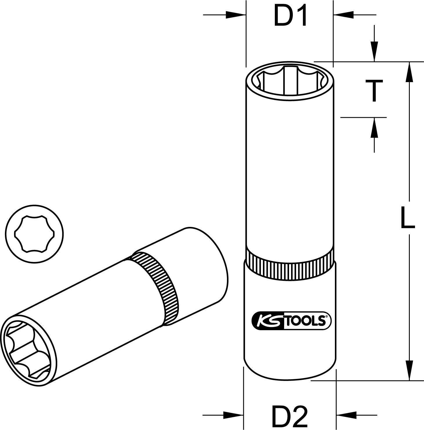 KS TOOLS 1/4'' CHROMEplus Sechskant-Stecknuss, lang, 4mm (918.1424)