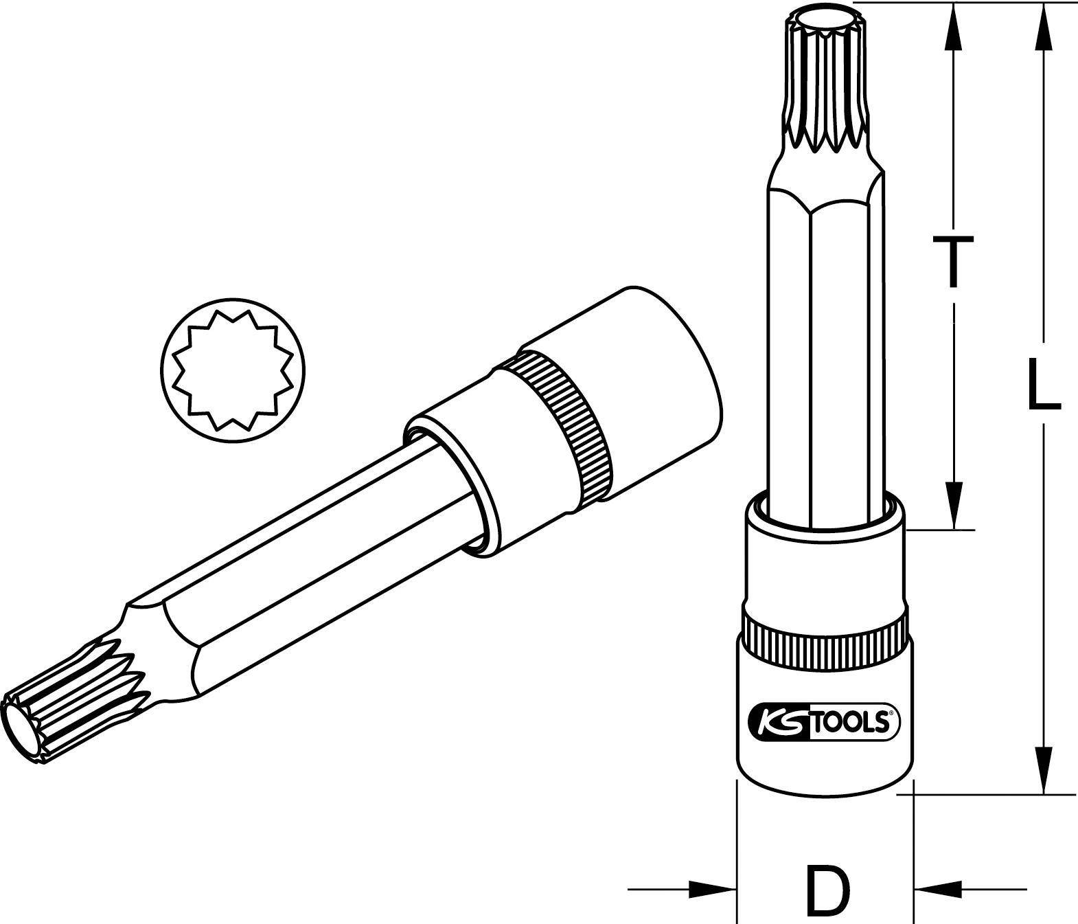 KS TOOLS 1/2'' Bit-Stecknuss XZN, M6, 110 mm (911.1351)