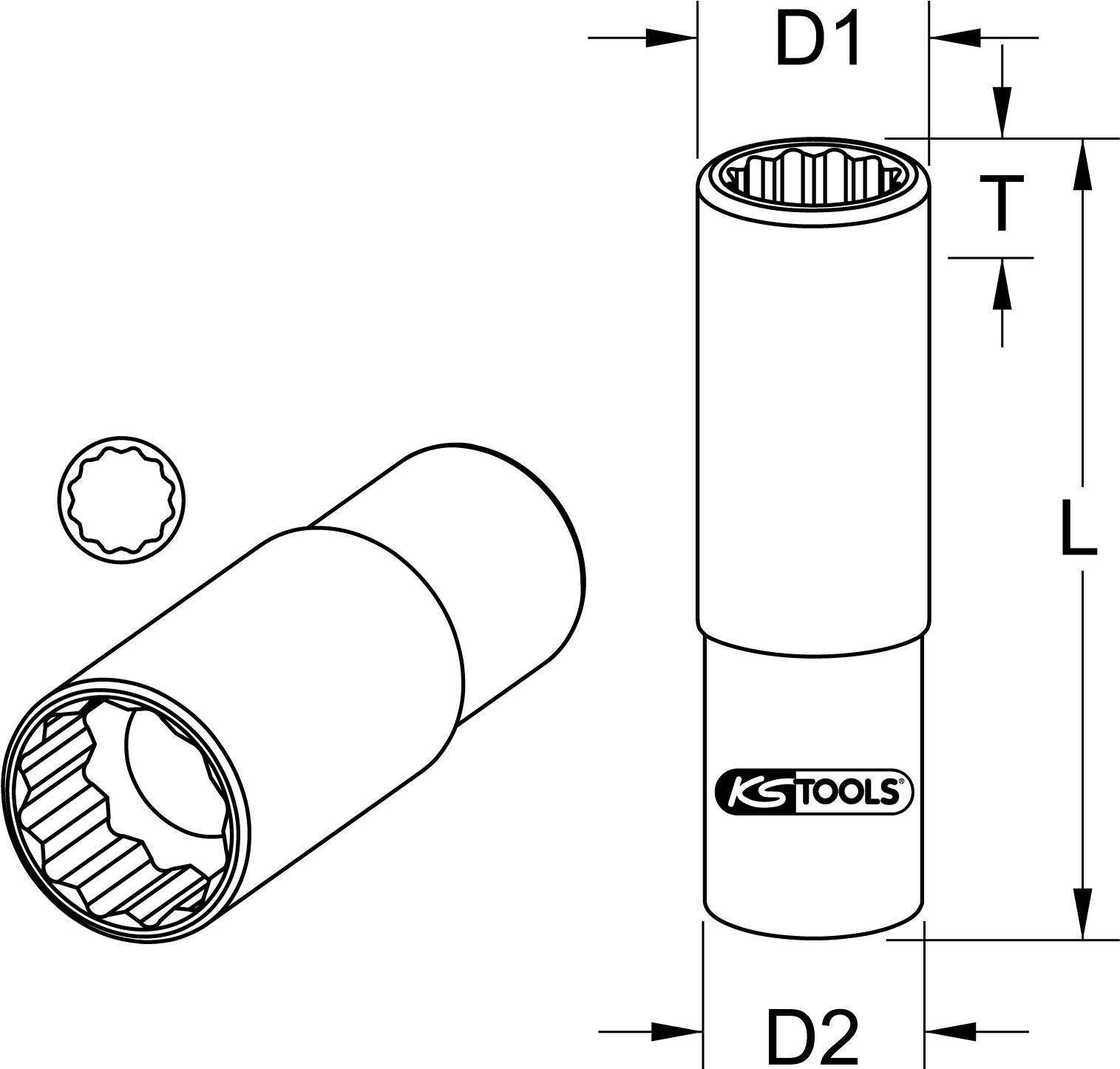 KS TOOLS 1/4'' 12-kant-Stecknuss, 5,5mm (917.16055)