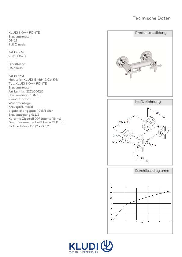 Kludi Brausearmatur NOVA FONTE CLASSIC DN 15 chrom