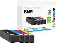 KMP Mehrpack-Tintenpatronen in Schwarz, Cyan, Magenta und Gelb, dargestellt vor Einzelhandelspacketierung.