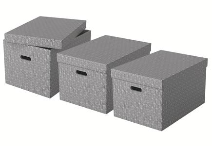 Esselte Leitz Home - Aufbewahrungsbox - groß - Grau (Packung mit 3)