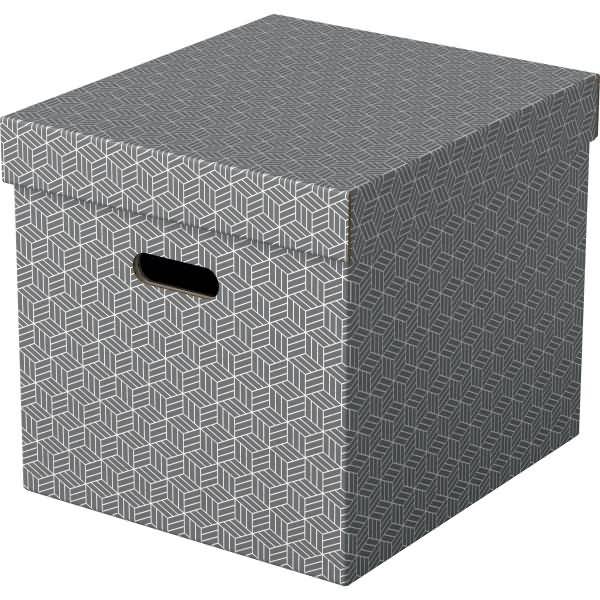 Aufbewahrungsbox Cube Home mit Deckel Wellpappe VE=3 Stück grau