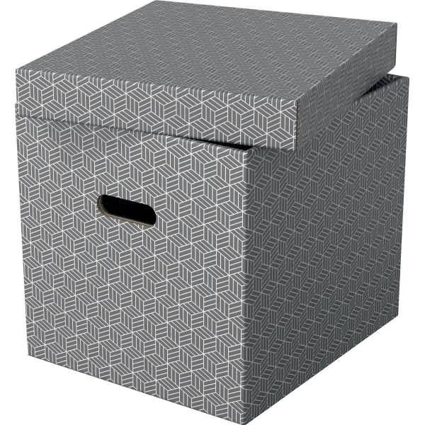 Aufbewahrungsbox Cube Home mit Deckel Wellpappe VE=3 Stück grau