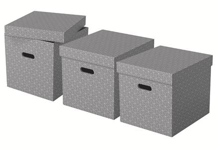 Esselte Leitz Home - Aufbewahrungsbox - groß - Grau (Packung mit 3)