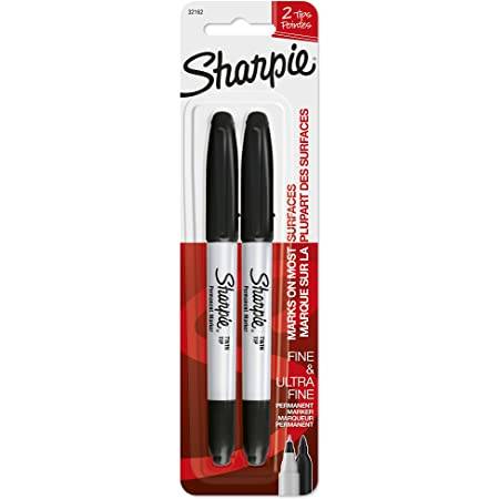 Sharpie 1985878, Schwarz, Schwarz, Weiß, Ultrafein, 650 m, Stoff, Glas, Papier, Kunststoff, Holz, 2 Stück(e)