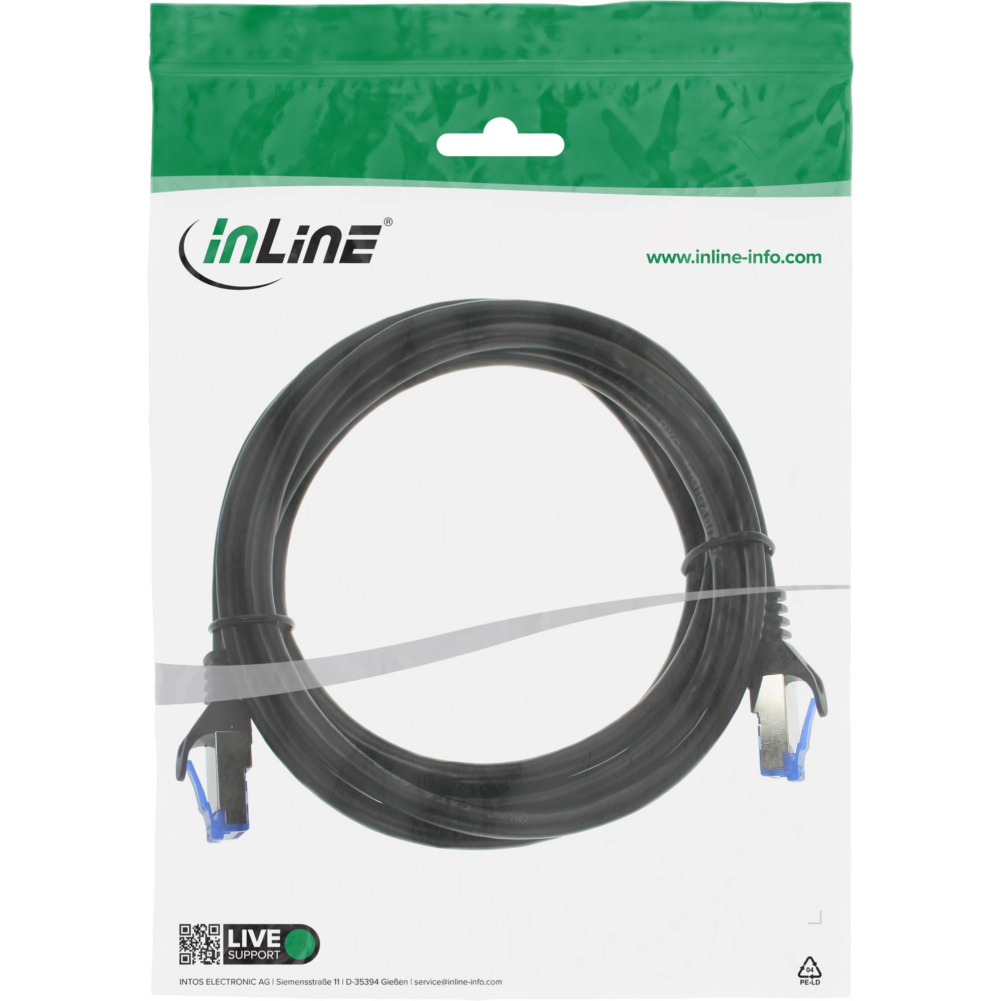 INLINE - Patchkabel - Cat.6A - S/FTP - PE outdoor - schwarz - 3m