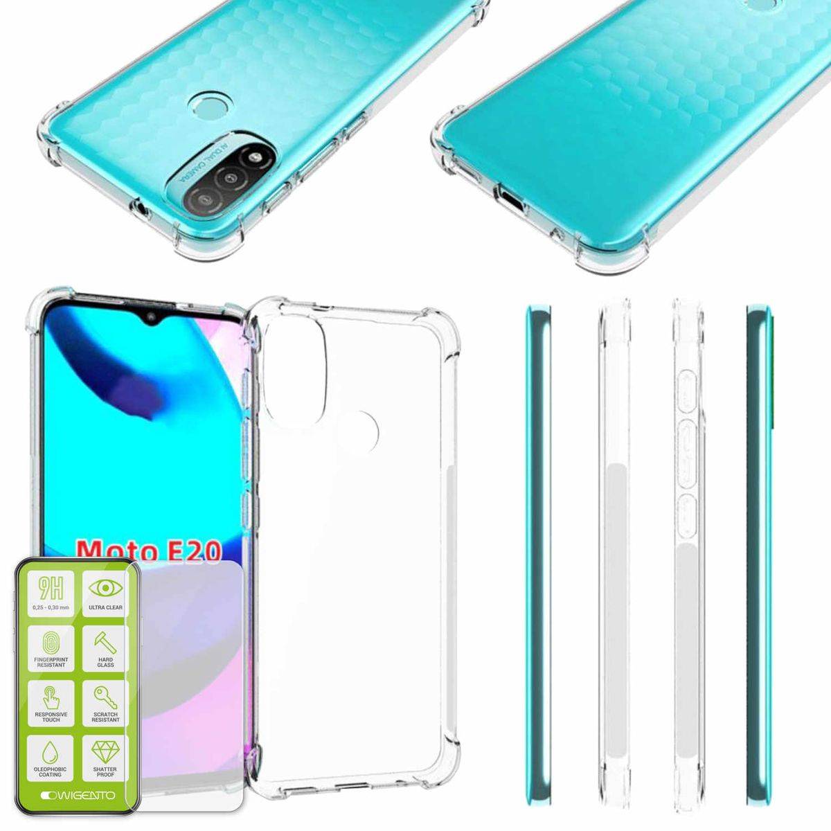 Für Motorola Moto E20 / E40 Silikoncase Schock TPU Schutz Transparent Handy Tasche Hülle Cover Etui Zubehör Neu